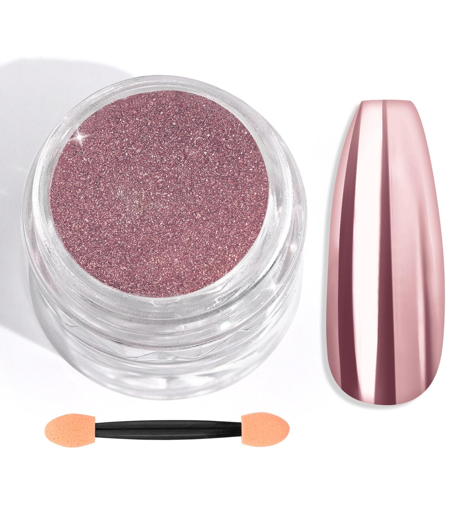 SAVILAND Rose Gold Chrome Nail Powder - 1g Metallic Mirror Effect Rose Gold Chrome Powder for Nails Professional Gel Polish Chrome Powder for Nail Art Design Decoration - Buy Online on GoSupps.com