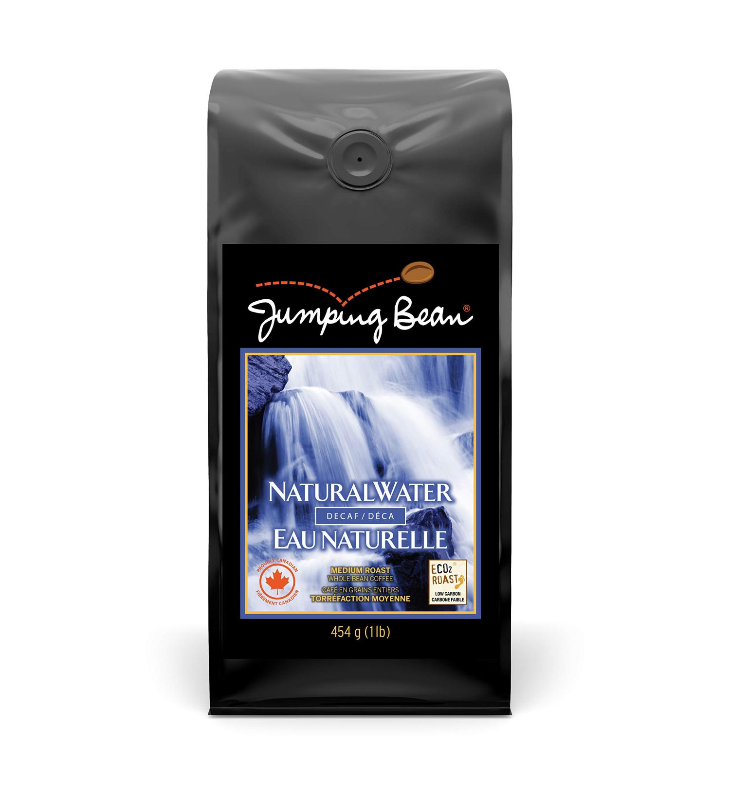 Jumping Bean Natural Water Decaf Fairtrade Organic Whole Bean Coffee ECO2Roast Premium Coffee Non-GMO Natural Water Decaf 454g Natural Water Decaf 454 g (Pack of 1) - Buy Online on GoSupps.com