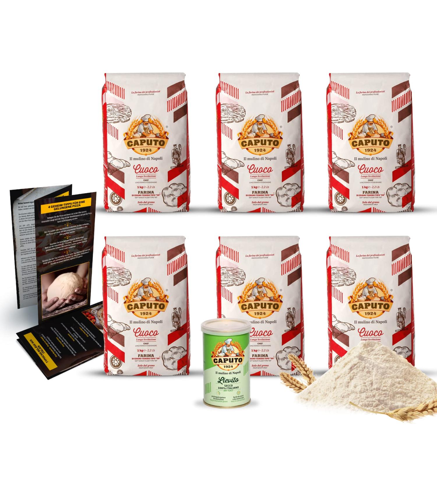 Buy DELICRET Caputo Cuoco Flour & Yeast Set - 6x1kg Flour for Long Rising Doughs + 100g Dry Yeast - International Shipping - Buy Online on GoSupps.com
