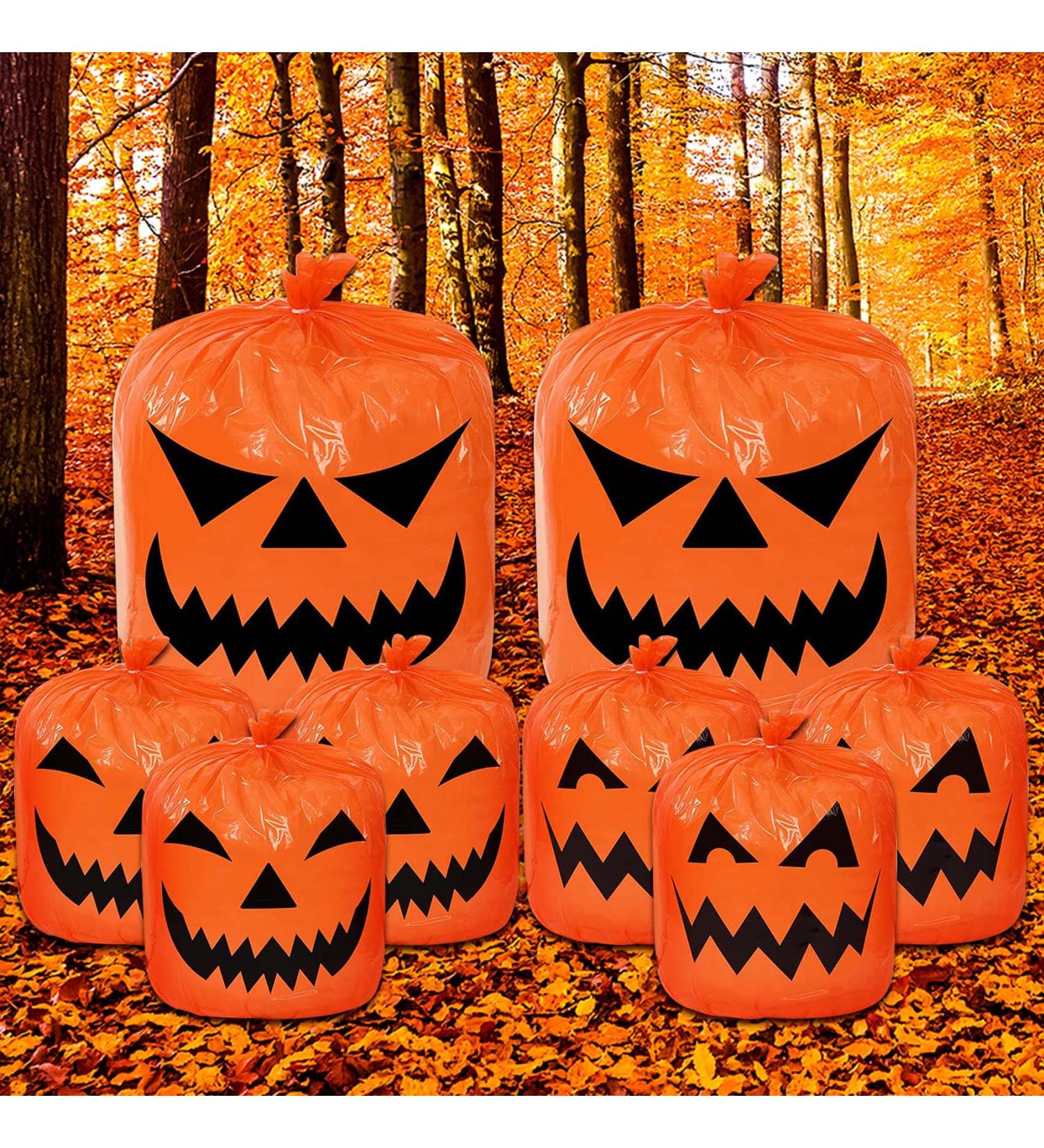 8-Piece Pumpkin Leaf Bags Halloween Collection for Easy Leaf Disposal - Buy Online on GoSupps.com