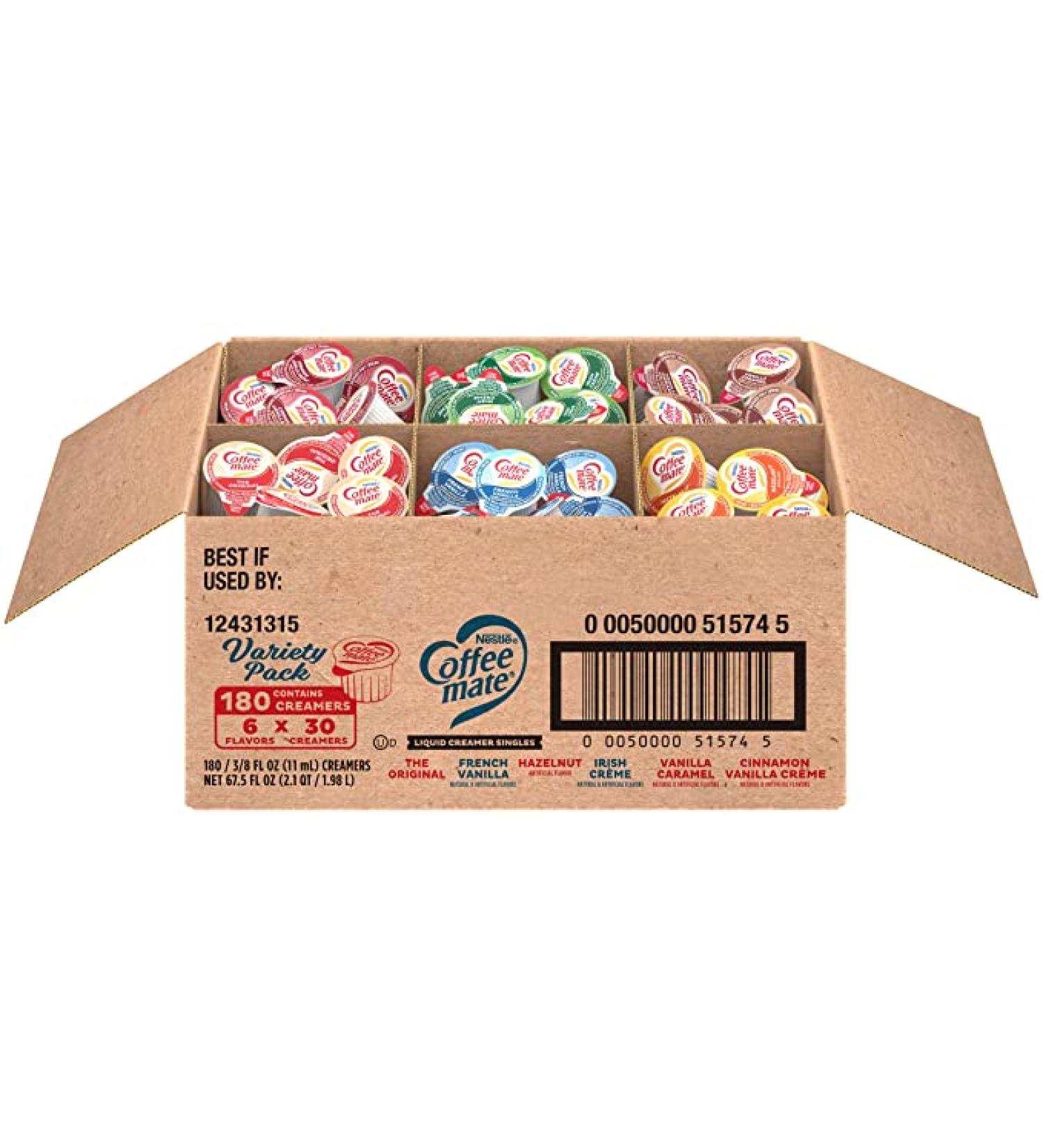 Nestle Coffee Mate Liquid Creamer Variety Pack - 180 Non-Dairy Singles, No Refrigeration Needed - Buy Online on GoSupps.com
