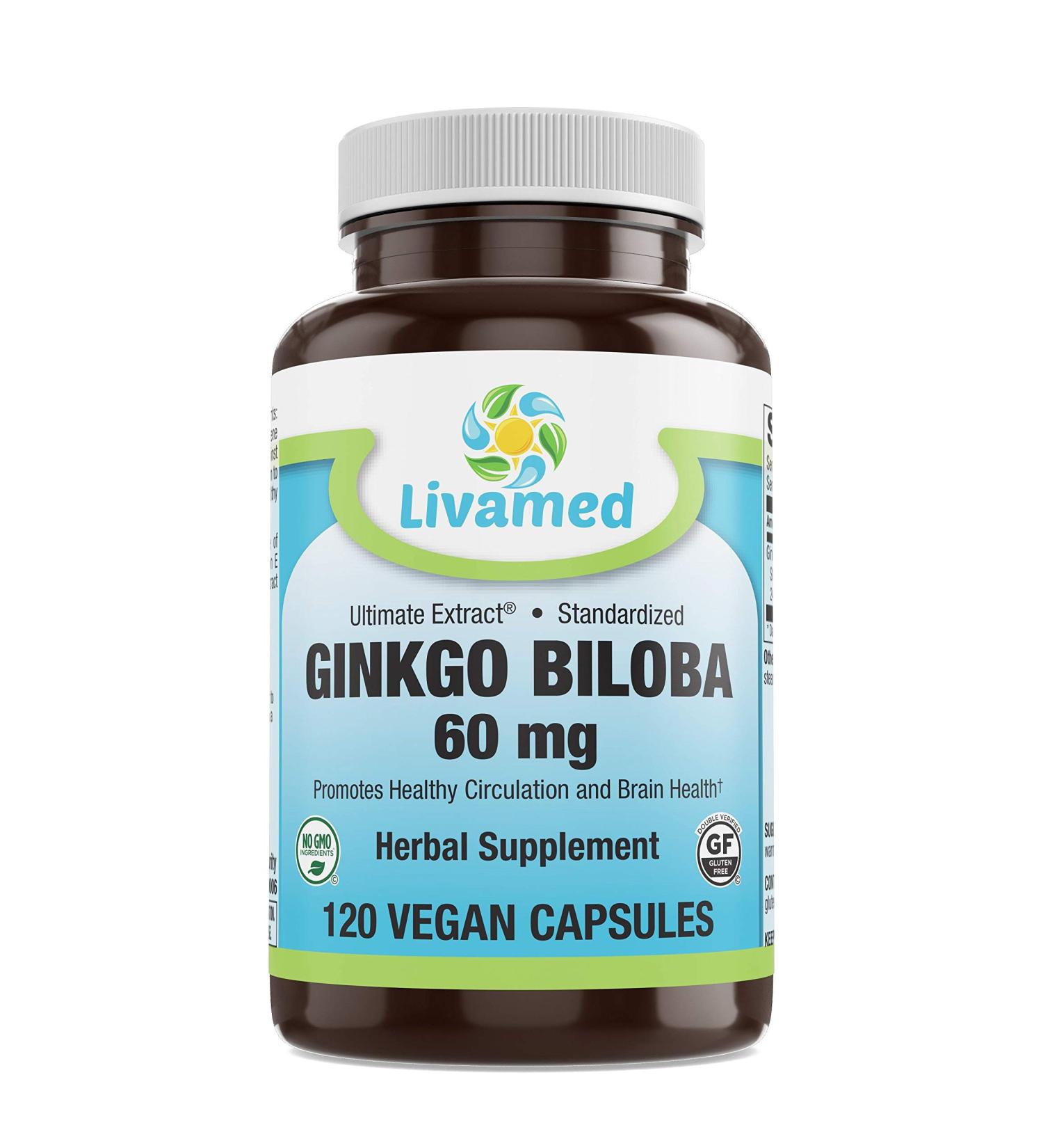 Livamed - Ginkgo Biloba 60 mg Veg Caps 120 Count - Buy Online on GoSupps.com