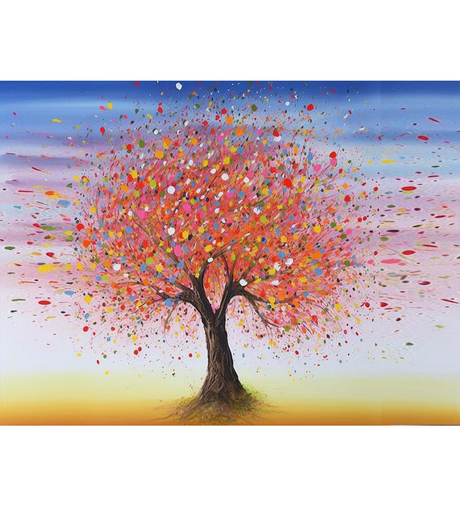 Colorful Tree Plant 5D Diamond Painting Kit - Round Full Drill Crystal Rhinestone Embroidery Cross Stitch Diamond Arts - 12x16 Inch - Buy Online on GoSupps.com
