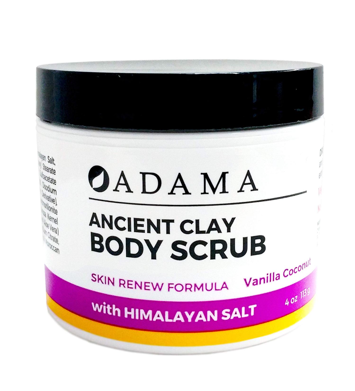 Adama Ancient Clay Body Scrub Vanilla Coconut Zion Health 4 oz Scrub