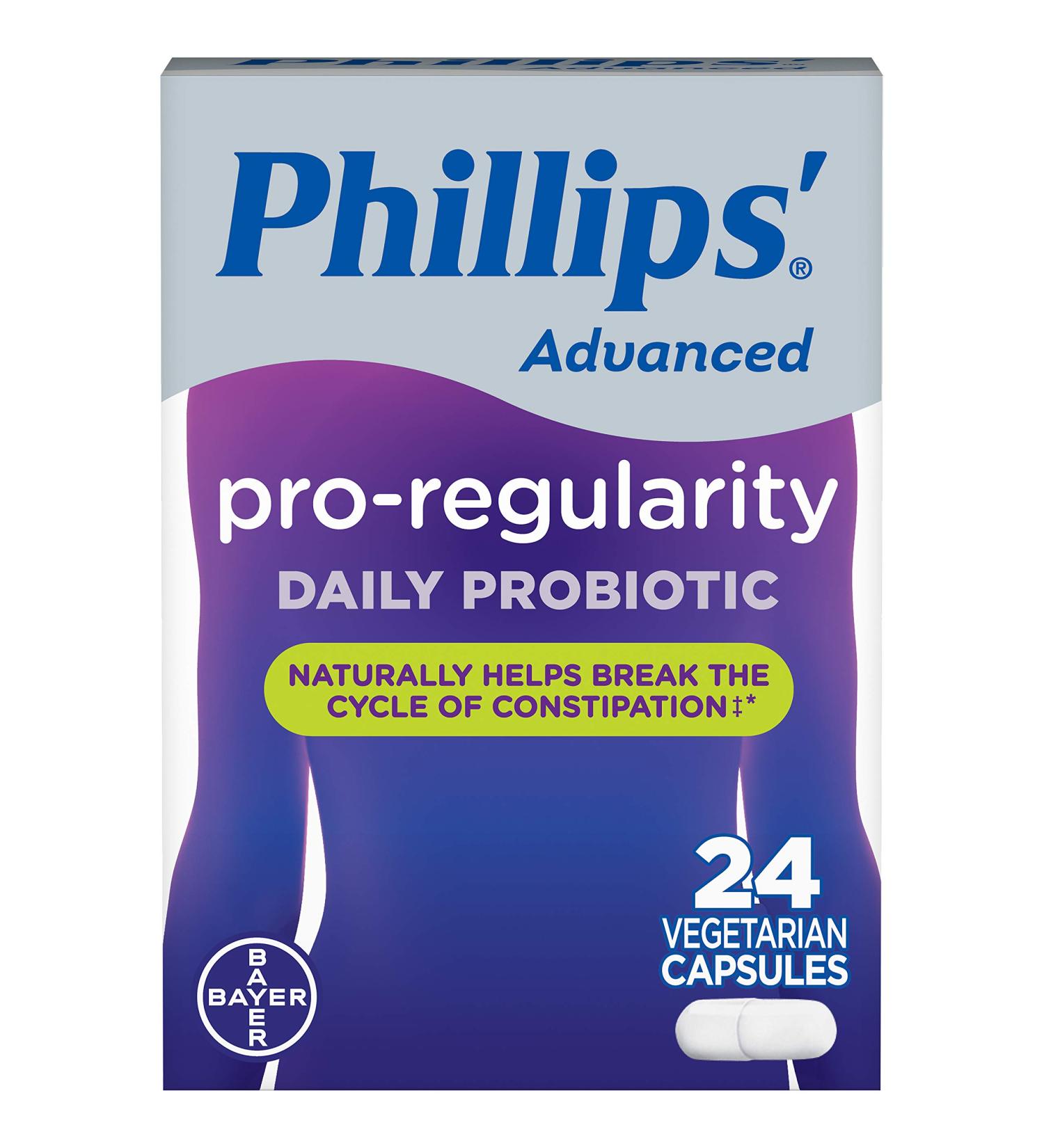Phillips Pro-Regularity Daily Probiotic - 24 Vegetarian Capsules for Digestive Health - Buy Online on GoSupps.com