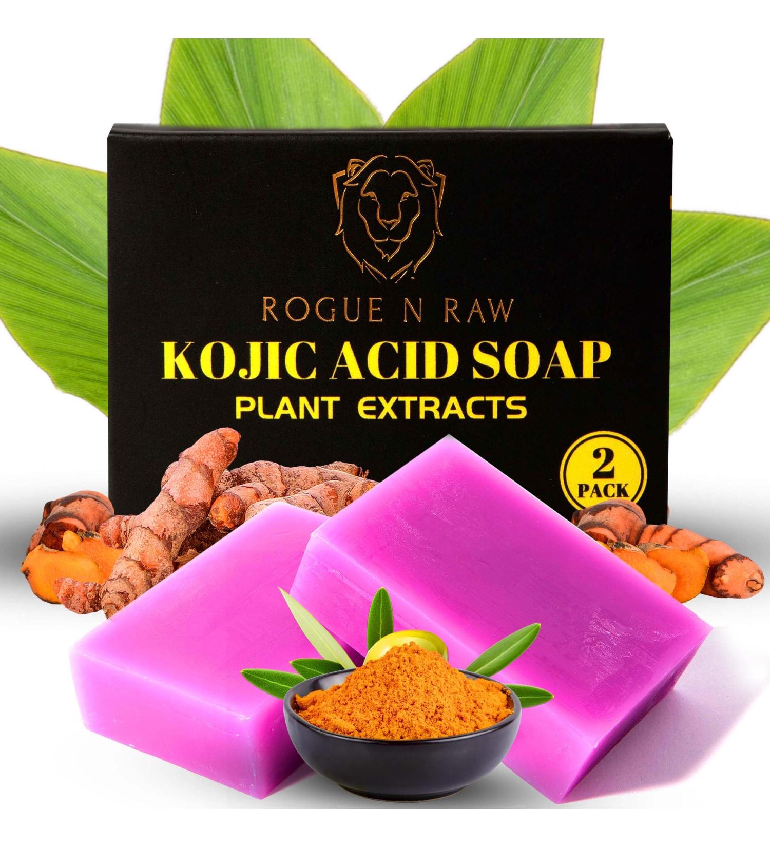Kojic Acid Soap & Pure Turmeric Bar - Brightening Lavender Soap with Vitamin C & E 2 Pack - All Skin Types 100G - Buy Online on GoSupps.com