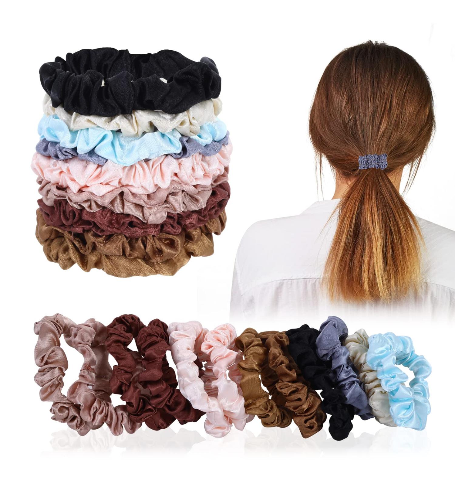 Molain 12-Piece Thin Satin Hair Rubber Set | Non-Slip Ponytail Holders & Elastic Tie Ropes | Multi-Colored Silk Hair Bands for Women & Girls - Buy Online on GoSupps.com