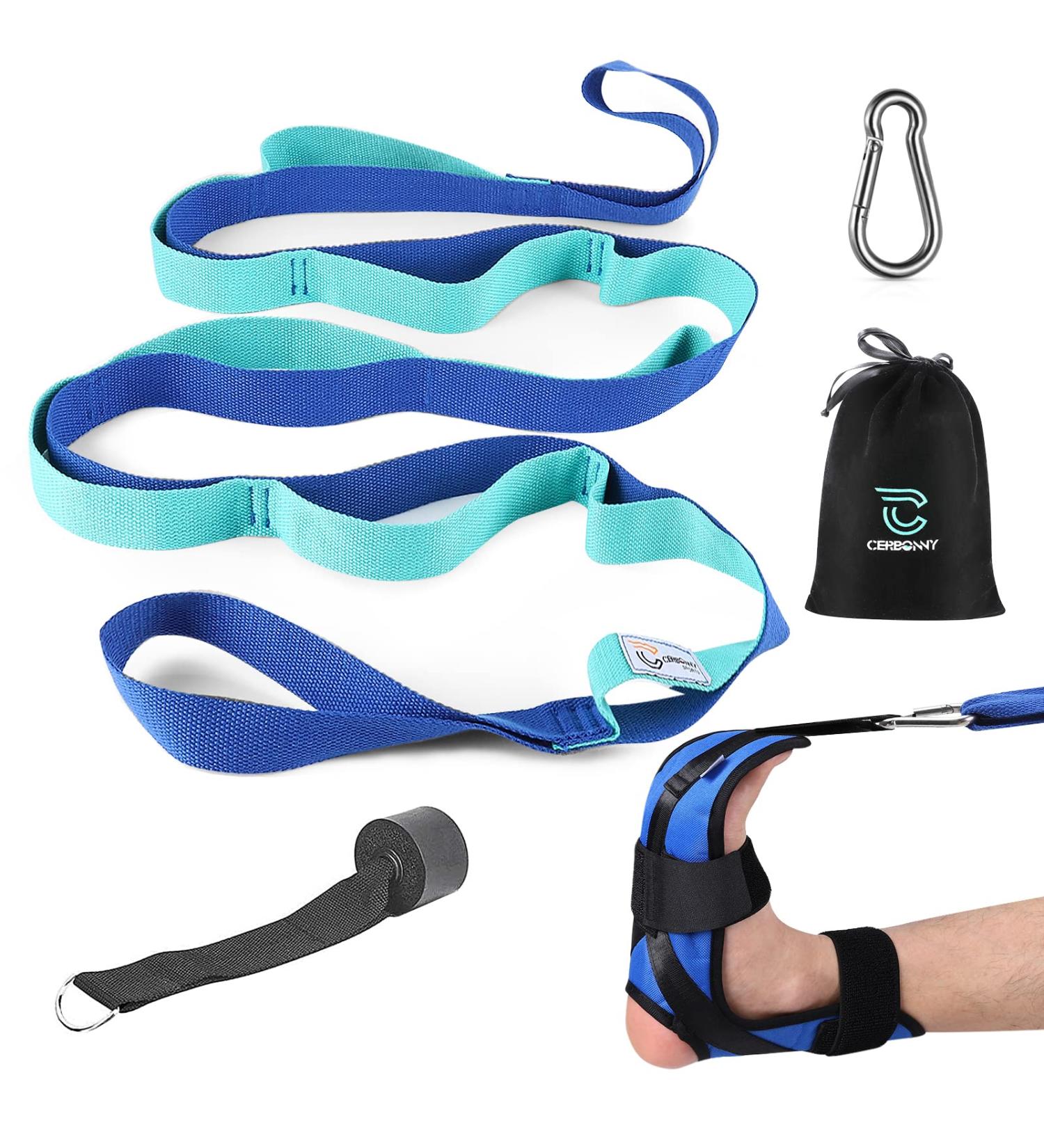 Cerbonny Calf Stretcher & Foot Stretcher Set 9 Loops Yoga Stretching Strap with Door Anchor  Snap Hook  Nonelastic Leg Stretcher for Plantar Fasciitis Relief  Achilles Tendonitis  Pilates and Dance - Buy Online on GoSupps.com