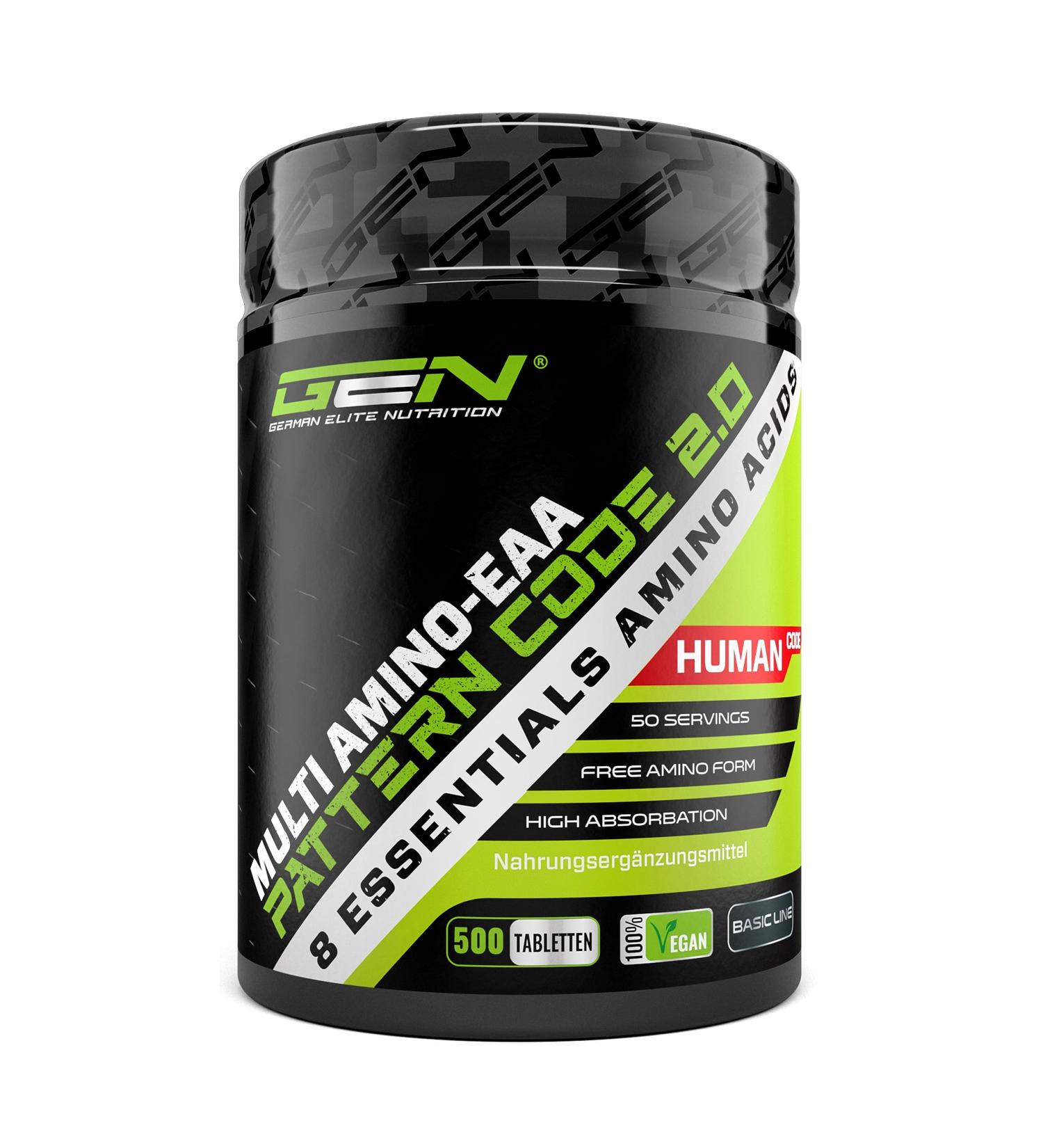 Multi Amino-EAA Pattern Code 500 Tablet - 1000 mg - Human Code Formula - Vegan - Plant Fermentation - Buy Online on GoSupps.com