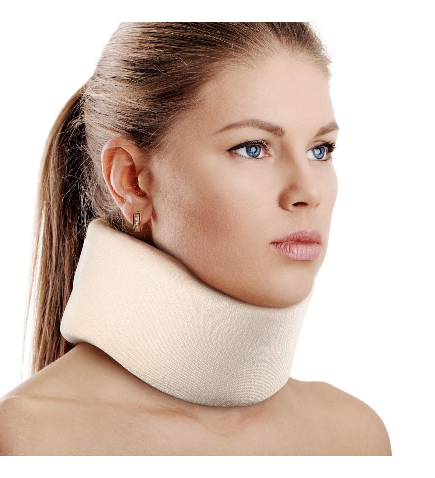 RESTCLOUD Adjustable Neck Support Collar - Soft Foam Neck Pillow for Pain Relief - Universal Fragrance - Ideal for Sleeping (White 6.4 cm Deep) - Buy Online on GoSupps.com