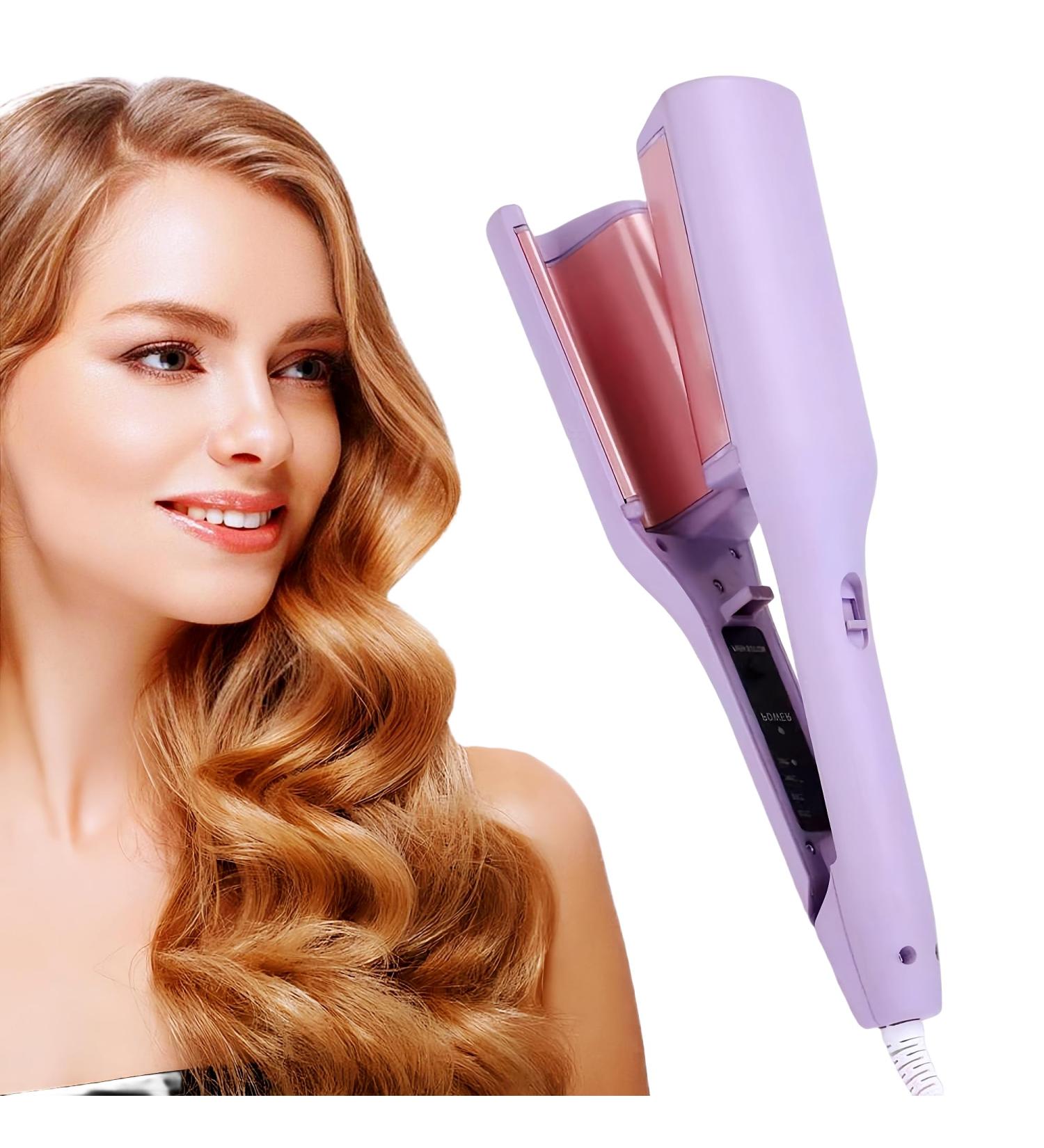 Double Barrel Curling Iron Wand - Fast Heating 32mm Hair Curler for Wavy Hair | Dual Voltage | Perfect for Medium & Long Hair - Purple - Buy Online on GoSupps.com