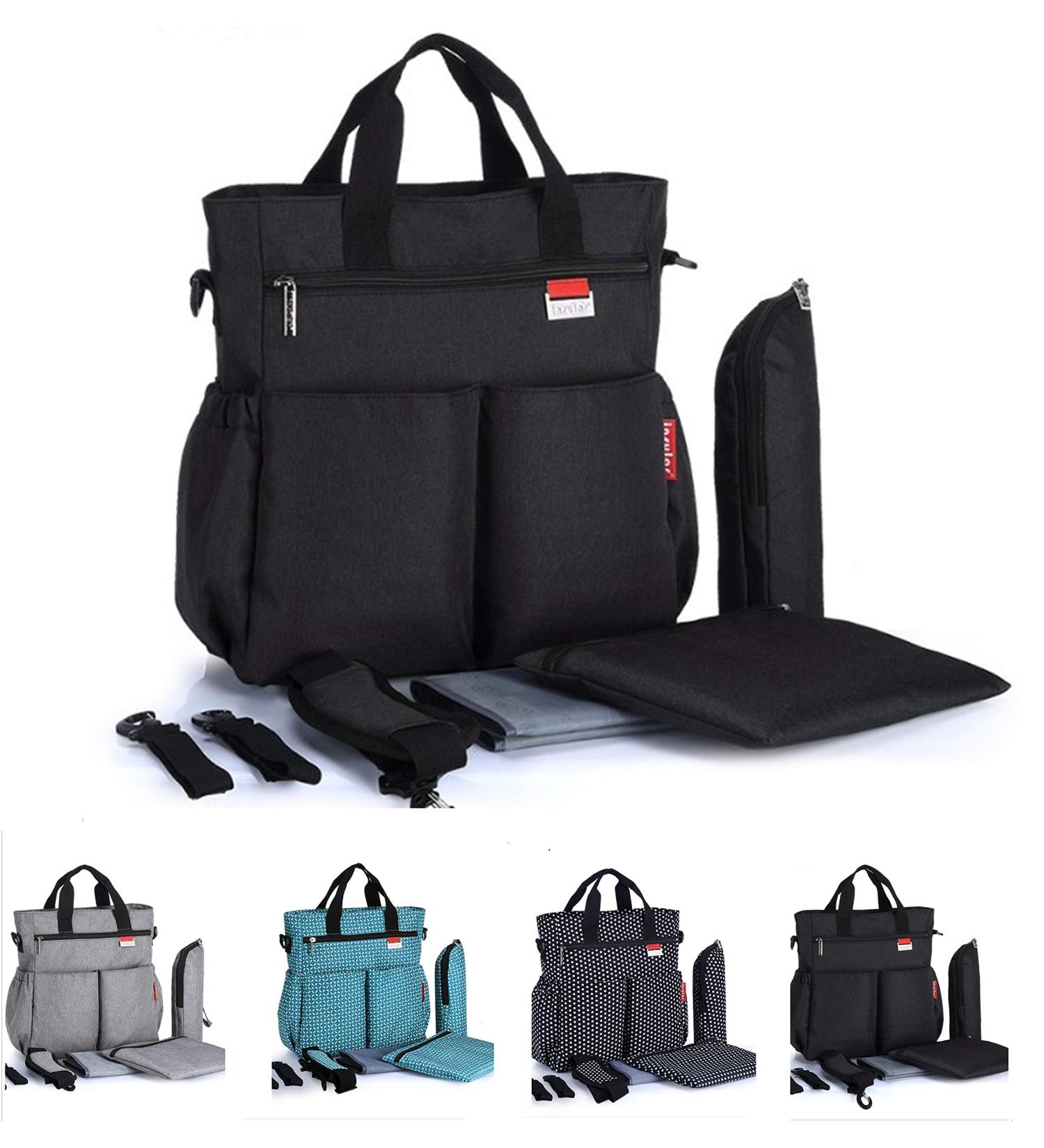 Insular Waterproof Diaper Bag with Changing Mat - Chic Multifunctional Mummy Shoulder Bag in Black - Buy Online on GoSupps.com