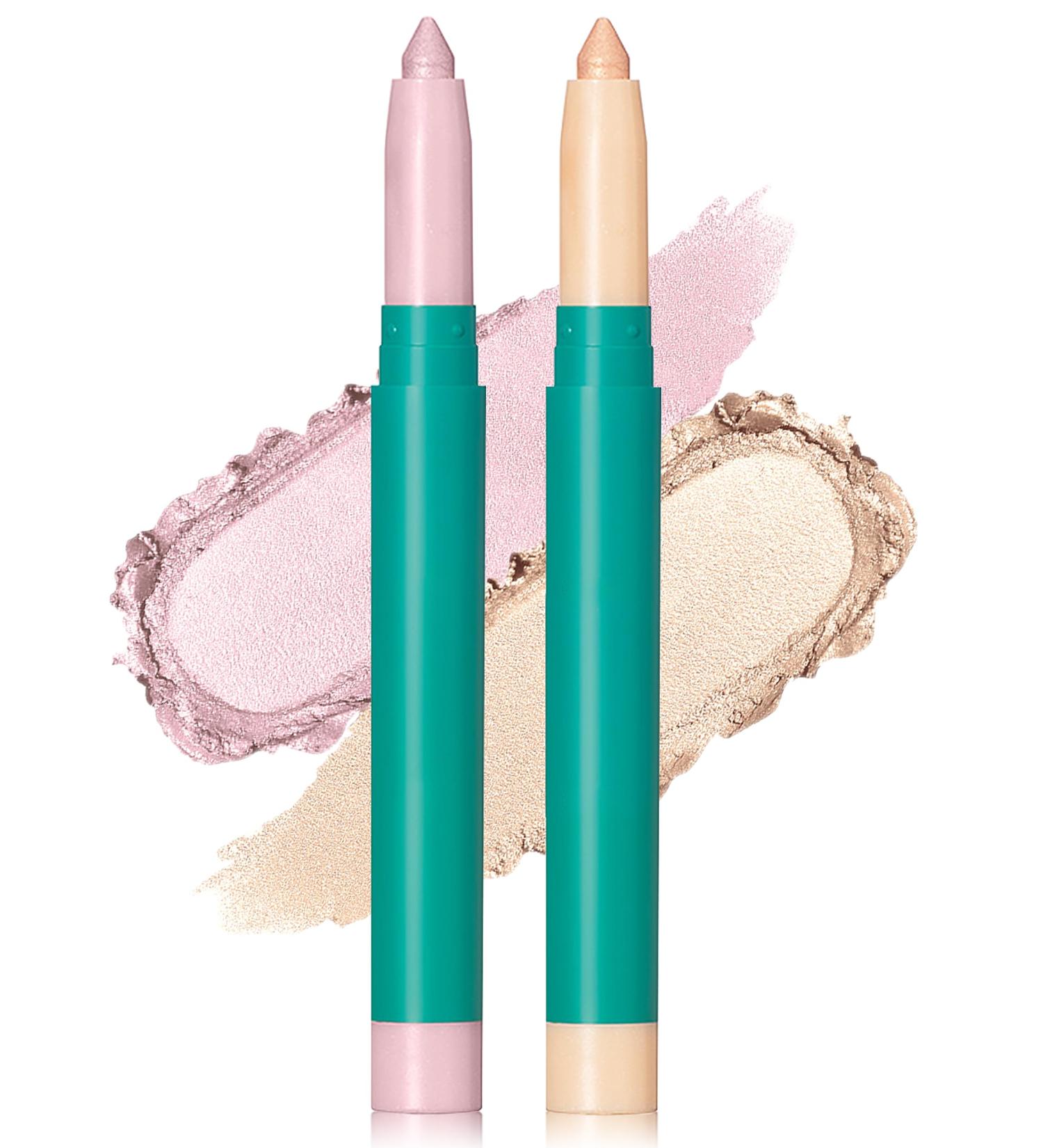 Jutqut Glitter Eyeshadow Stick 2PCS Set Pink Beige Eyeliner Pencil Shimmer Waterproof Long Lasting Eye Shadow Cream Highlighter Korean Makeup Crayon Highly Pigmented Eyeshadow Pencil For Women #01+#02 - Buy Online on GoSupps.com