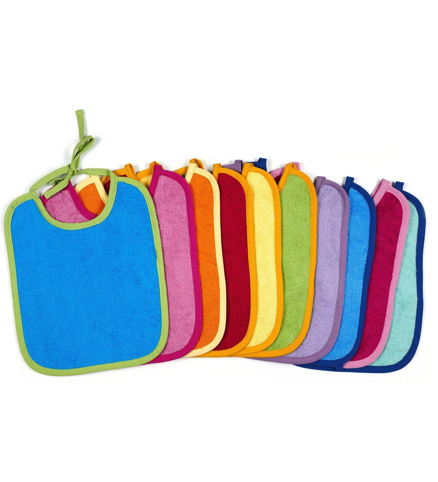 Kigatex 10 Pack Baby Bibs - 100% Cotton Adjustable & Ultra Absorbent - Eco-Tex Certified - Multicolored 30x40 cm - Buy Online on GoSupps.com