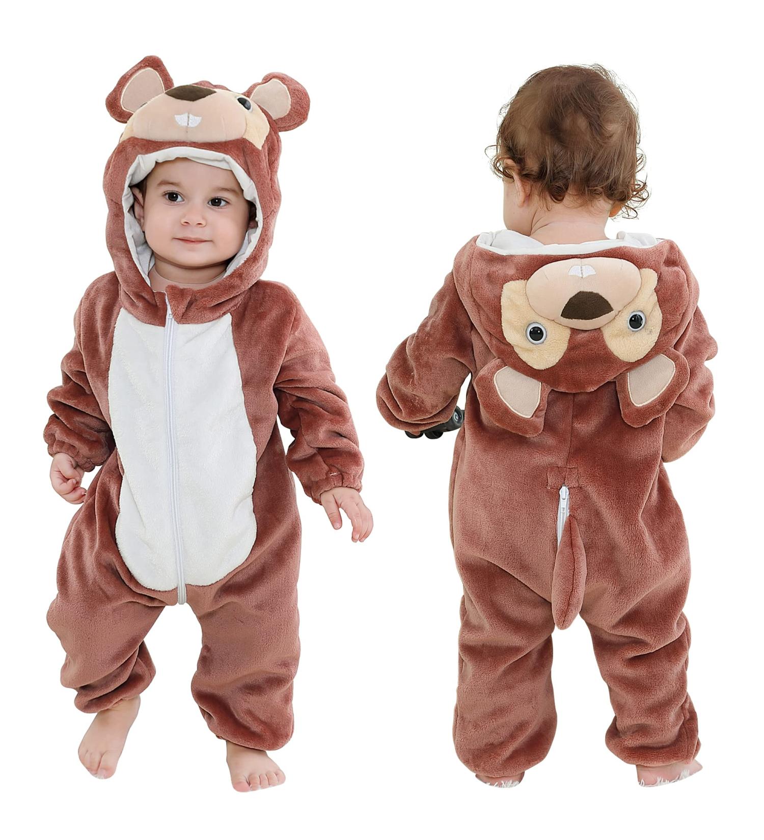 COOKY.D Unisex Winter Hooded Romper Jumpsuit 3-6 Months - Squirrel Design - Buy Online on GoSupps.com