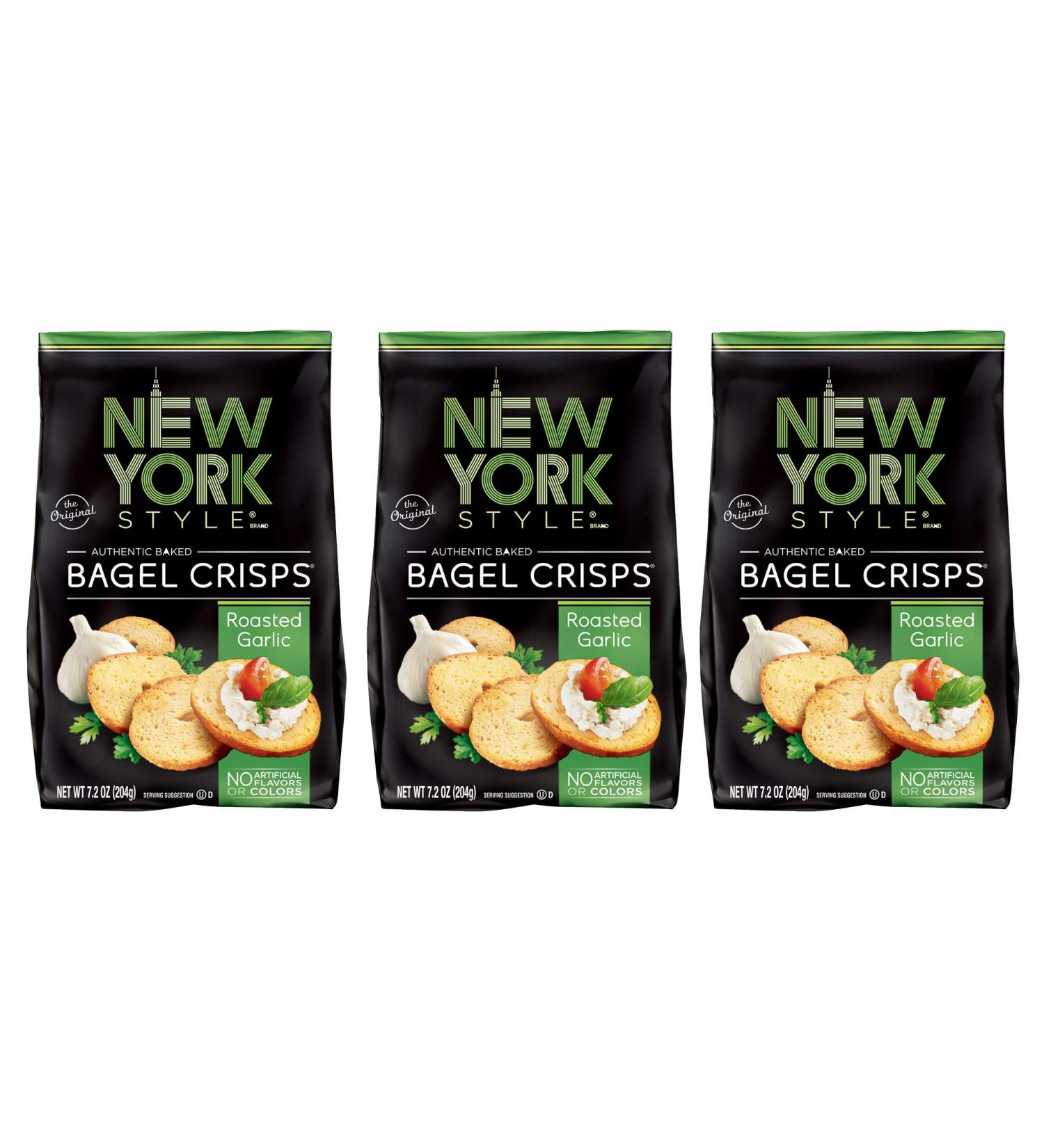 New York Style Bagel Crisps Garlic 7.2 oz - Pack of 3 - Buy Online on GoSupps.com