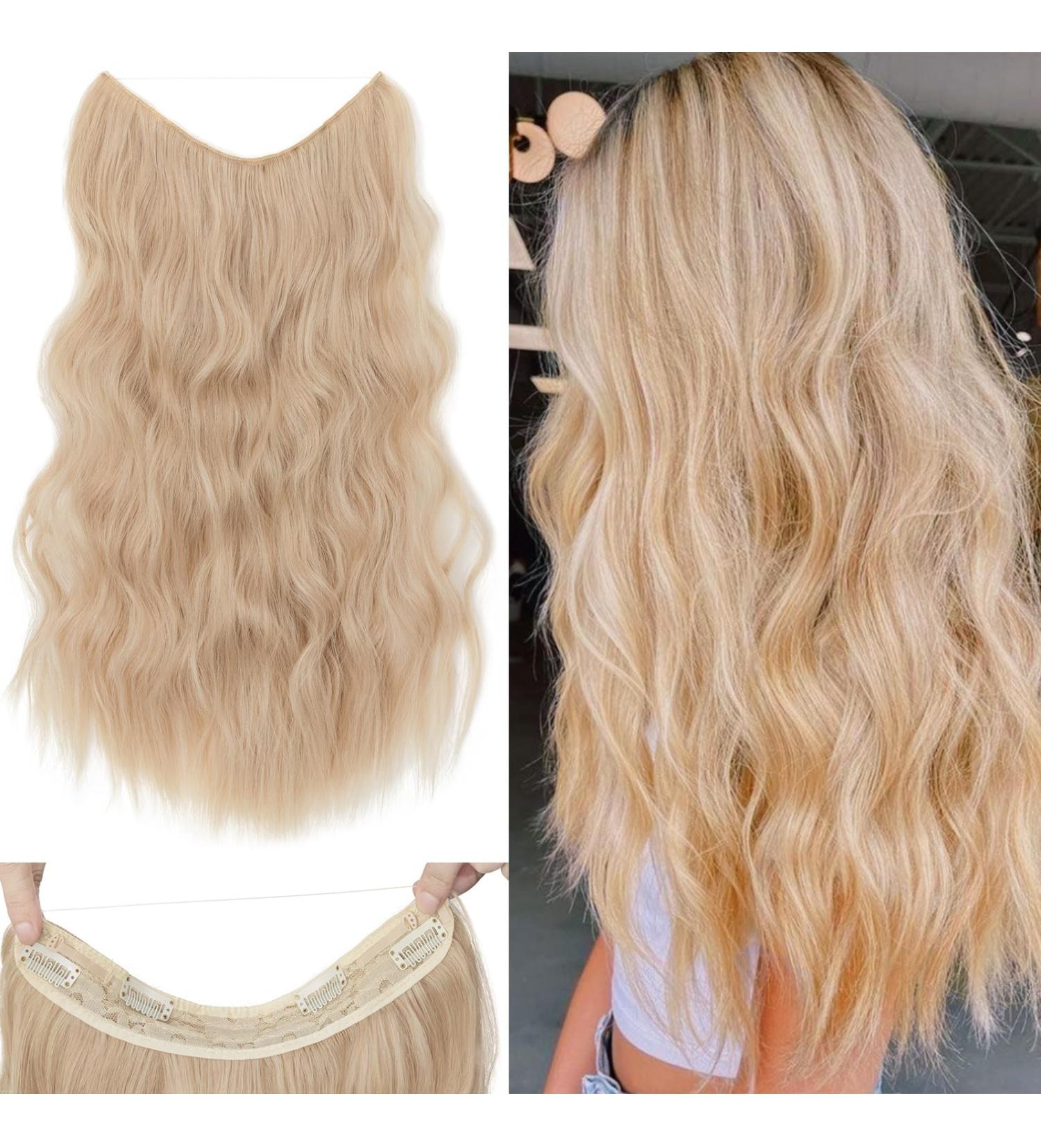 Silk-Co Adjustable Hair Extensions with Rubber Band - Long Corrugated Synthetic Hair with Clips & Cords - Light Blonde 60cm for Women - Buy Online on GoSupps.com