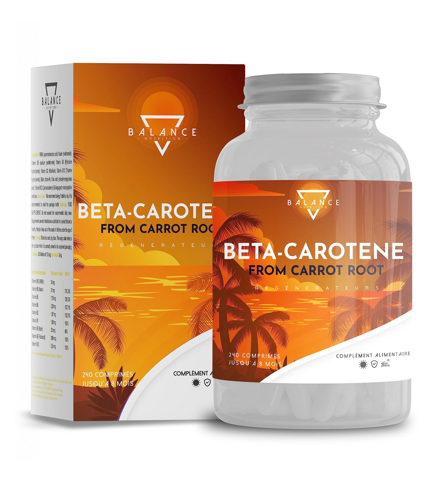 BETA CAROTENE - 240 TABLETS (8 months) | Self Tanning Capsule | Beta-Carotene for a Strong Tan from Carrot Extract | Sunless Self-Tanning Capsules | 100% Natural - Buy Online on GoSupps.com
