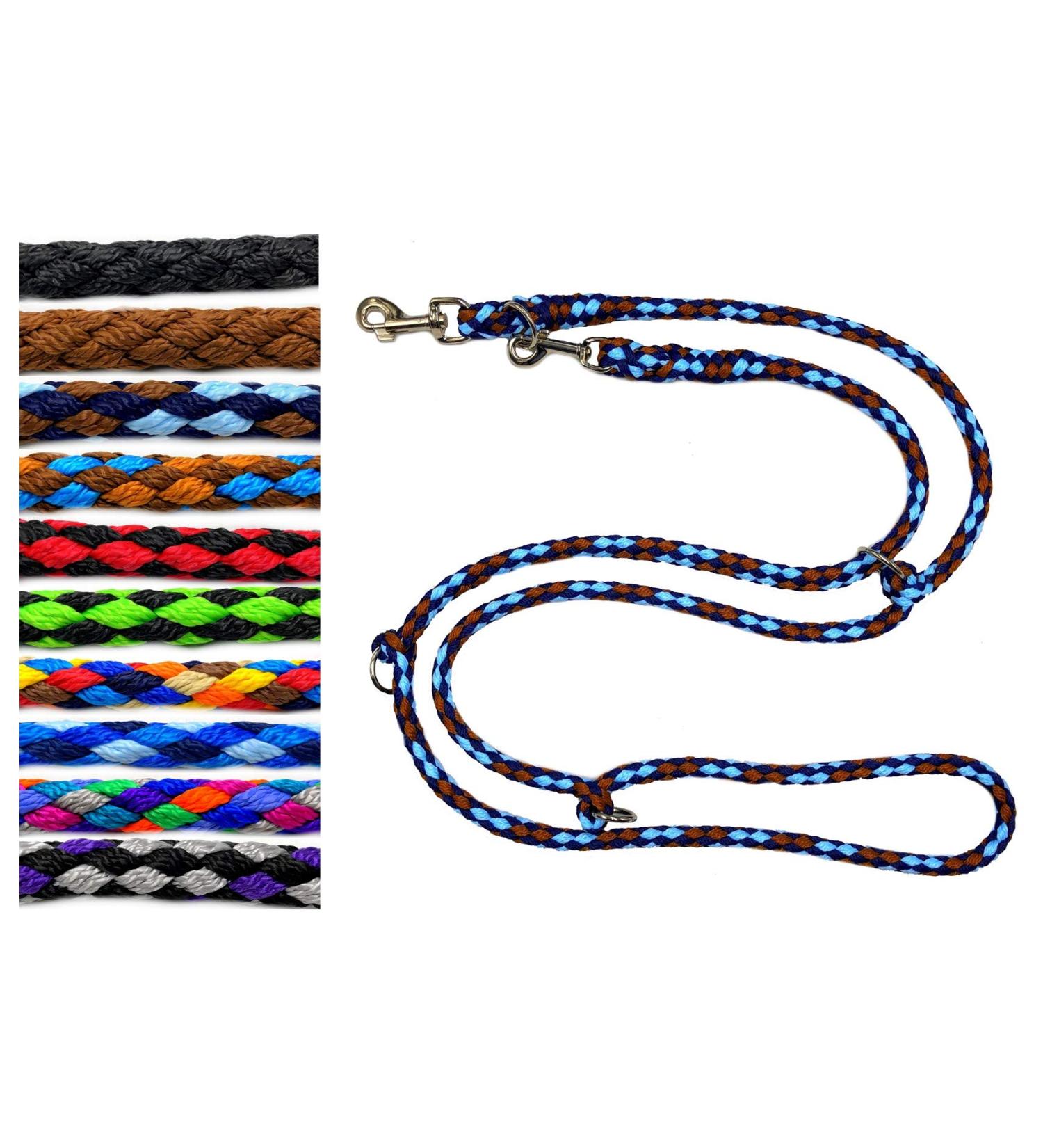 Shop Adjustable Dog Linen Leash for Large Dogs up to 80kg - Durable 2.40m 2.80m 3.50m 5m Lines in Navy Blue Light Blue & Brown - International Shipping Available - Buy Online on GoSupps.com