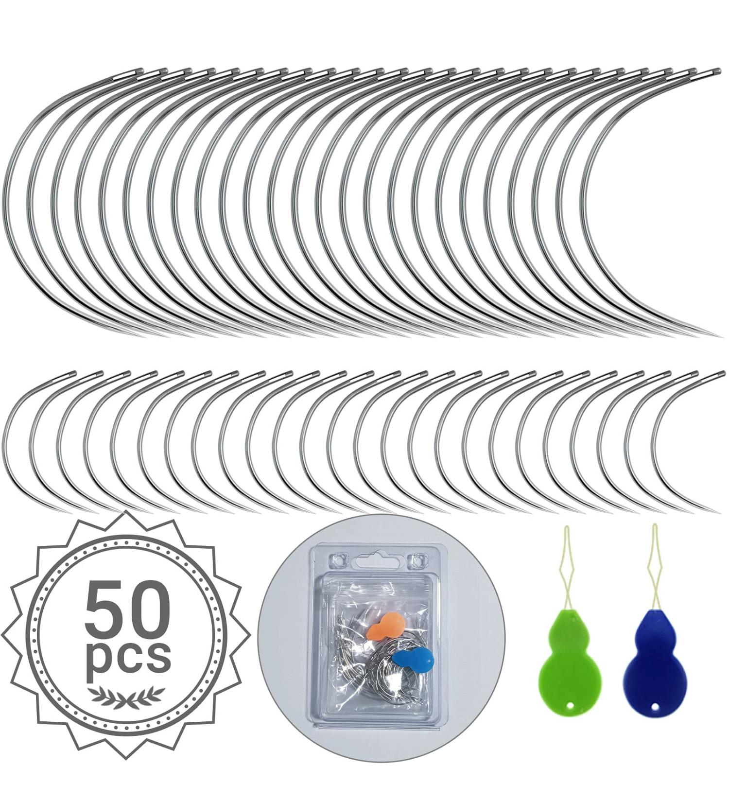 75 PCS Curved & J Shape Needles Set for Leather, Carpet, Canvas, Upholstery & Embroidery - Buy Online on GoSupps.com