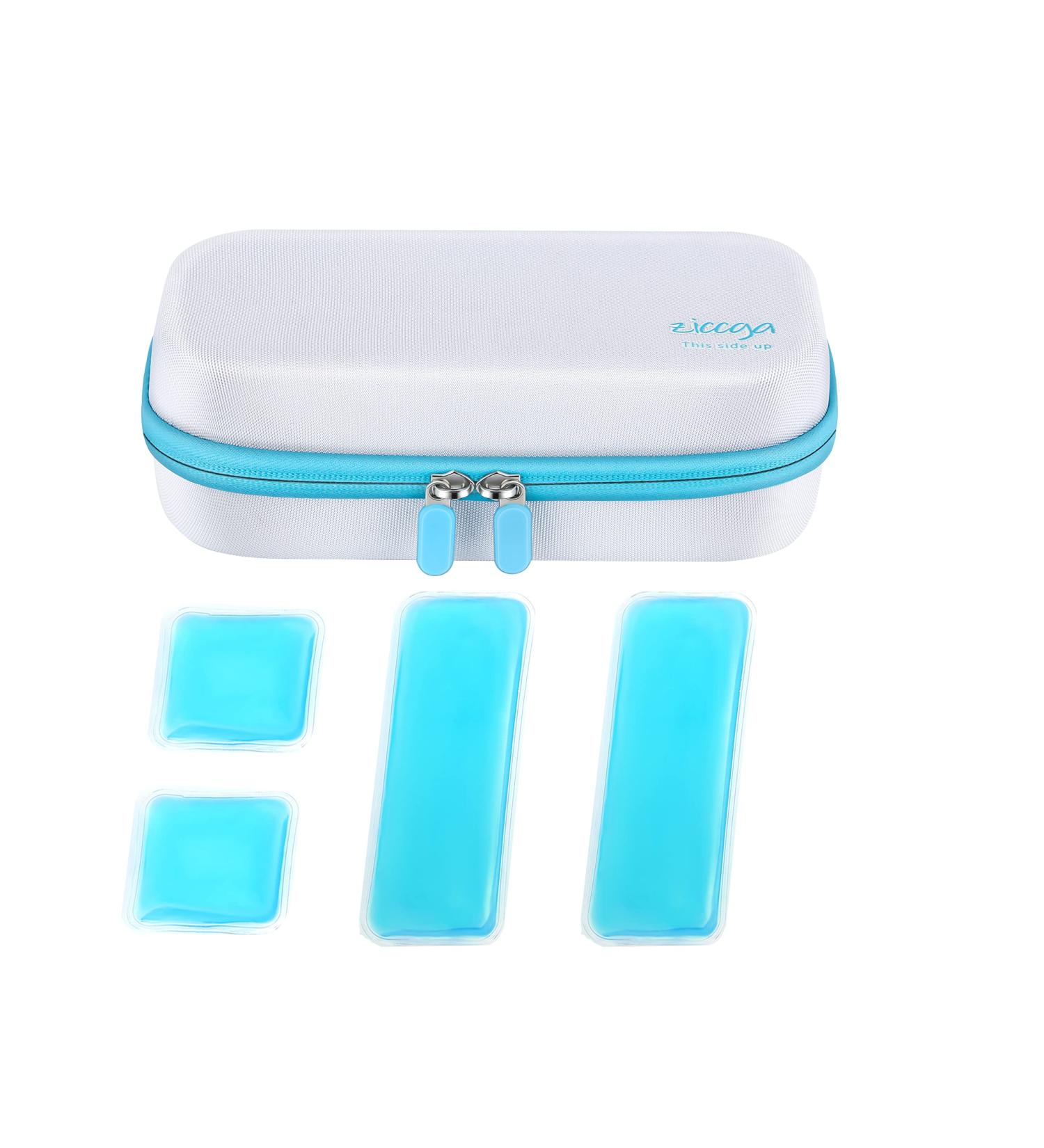 ZICCGA Insulin Cooler Travel Case for Pen Diabetics Medication Bag Organizer with 4 Ice Packs for Vials EpiPen White - Buy Online on GoSupps.com