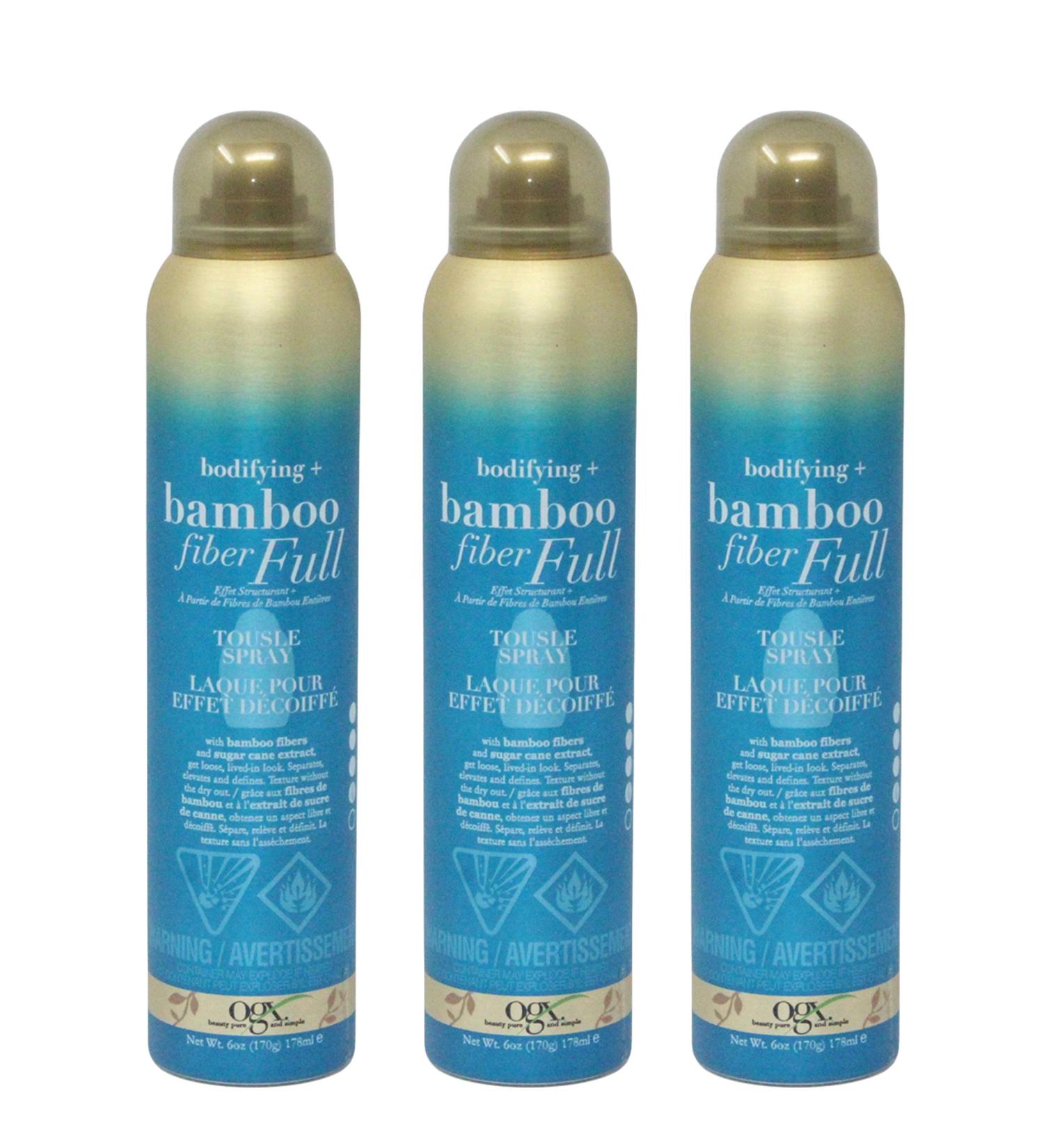 OGX Bodifying + Bamboo Fiber Full Tousle Hair Spray 6 Ounces (Pack of 3)