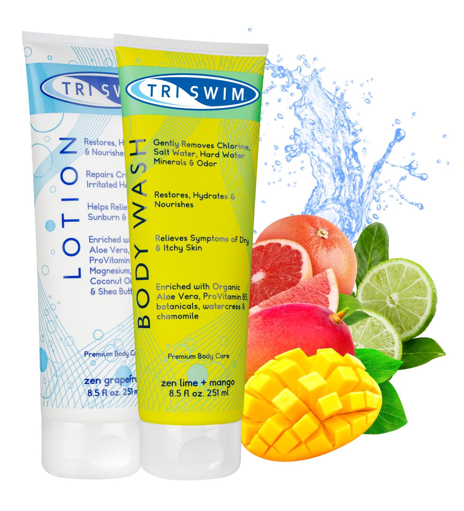  TRISWIM TRISWIM Anti-Chlorine Body Care Set for Swimmers After-Swim Body Wash and Lotion Swimmer's Shower Gel and Body Moisturizer for Dry Skin - 2 x 251 ml - Buy Online on GoSupps.com