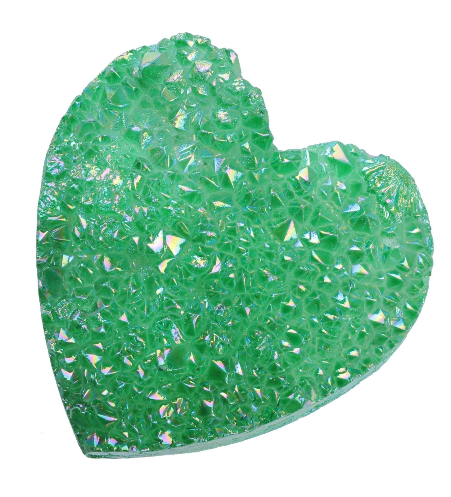 Nupuyai Titanium Coated Bergkristall Druse - Irregular Crystal Cluster Quartz Geode Gemstone for Reiki & Feng Shui Decoration - Green Heart Form - Buy Online on GoSupps.com