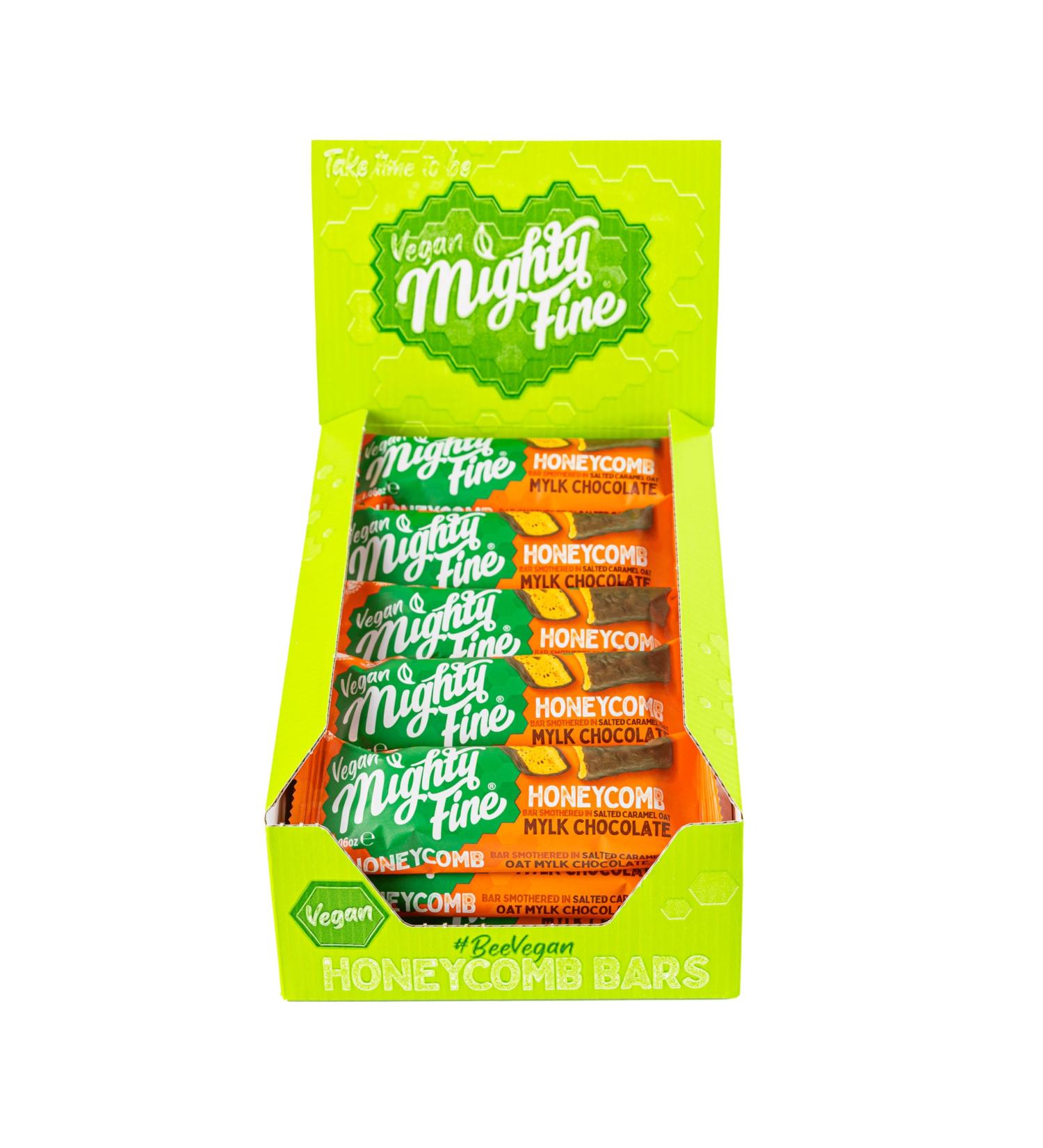 Mighty Fine Vegan Mylk Chocolate Honeycomb Bars 15 x 30g (Salted Caramel) - Buy Online on GoSupps.com
