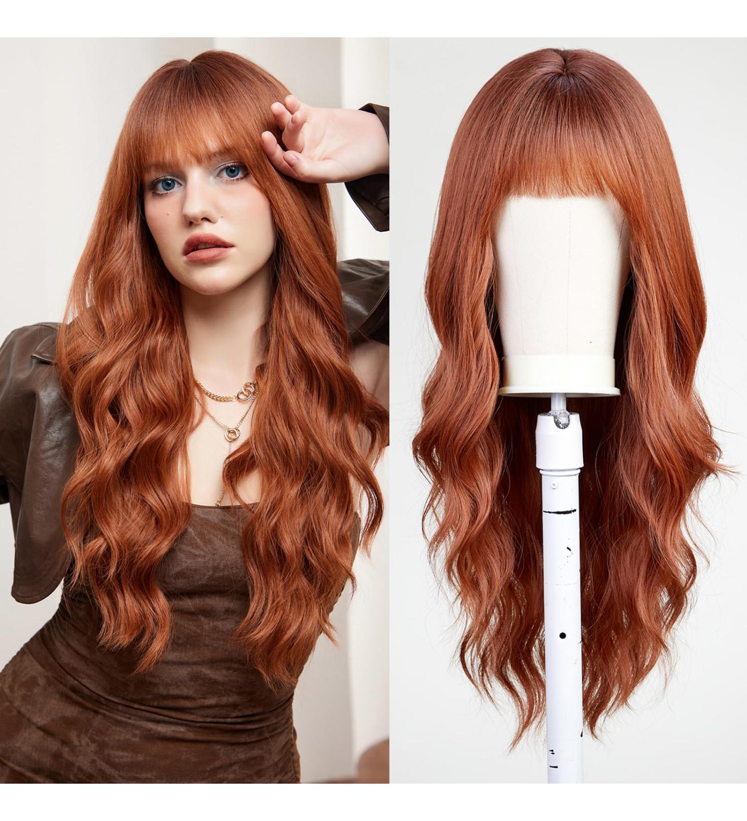 Uevies Long Curly Auburn Wig - 26 Synthetic Hair Ponytail Wig for Women | Perfect for Parties Cosplay & Daily Wear - Buy Online on GoSupps.com