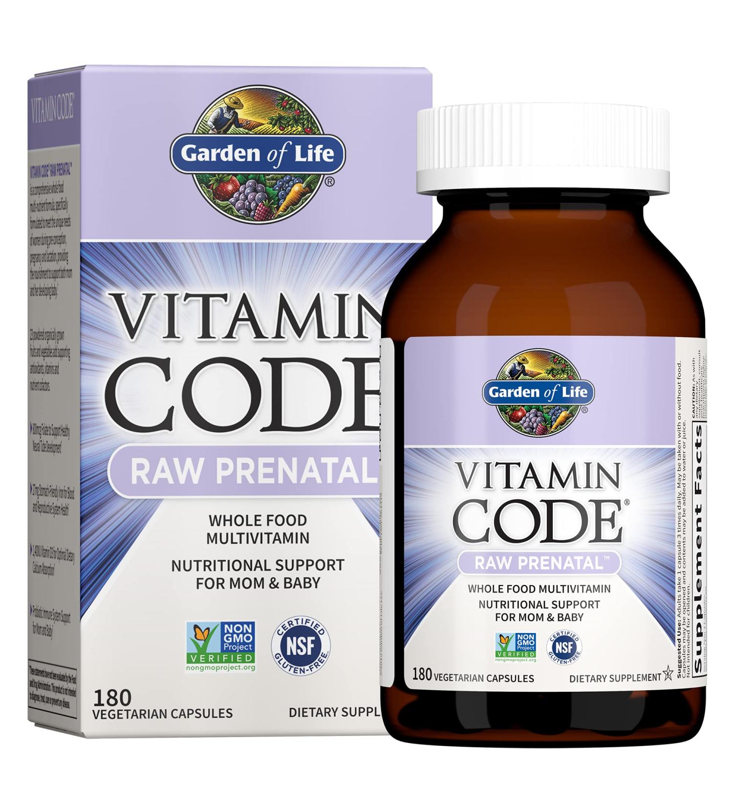 Garden of Life Vitamin Code RAW Prenatal - 180 Vegetarian Capsules for Optimal Pregnancy Health - Buy Online on GoSupps.com