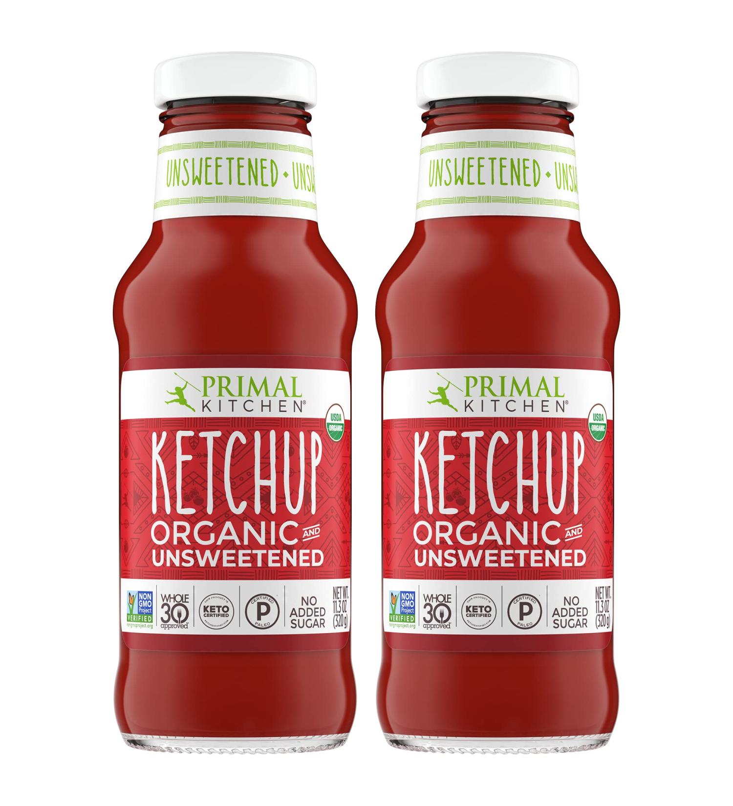 Primal Kitchen Organic Unsweetened Ketchup 11.3 oz Pack of 2 - Whole30, Paleo, and Keto Certified - Buy Online on GoSupps.com