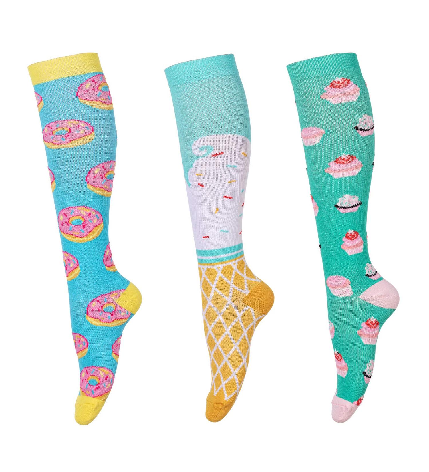LEOSTEP Compression Socks for Women (3 Pair) - Knee High Support Stockings 20-30mmHg - Ideal for Nurse, Flight, Sports, Travel, Pregnancy - L-XL Donuts - Buy Online on GoSupps.com