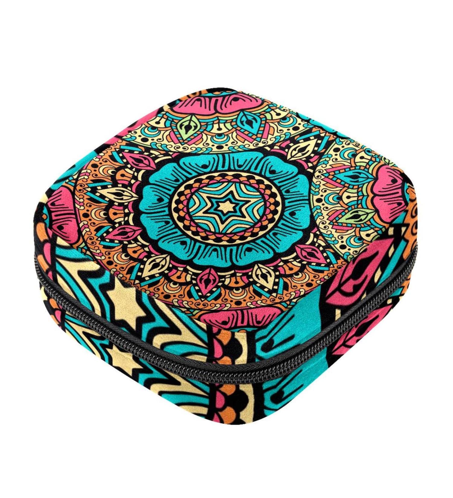 Vintage Indian Ethnic Mandala Menstruation Bag with Zipper - Stylish Women s Napkin & Tampon Collecting Bag in Color 6 - Buy Online on GoSupps.com