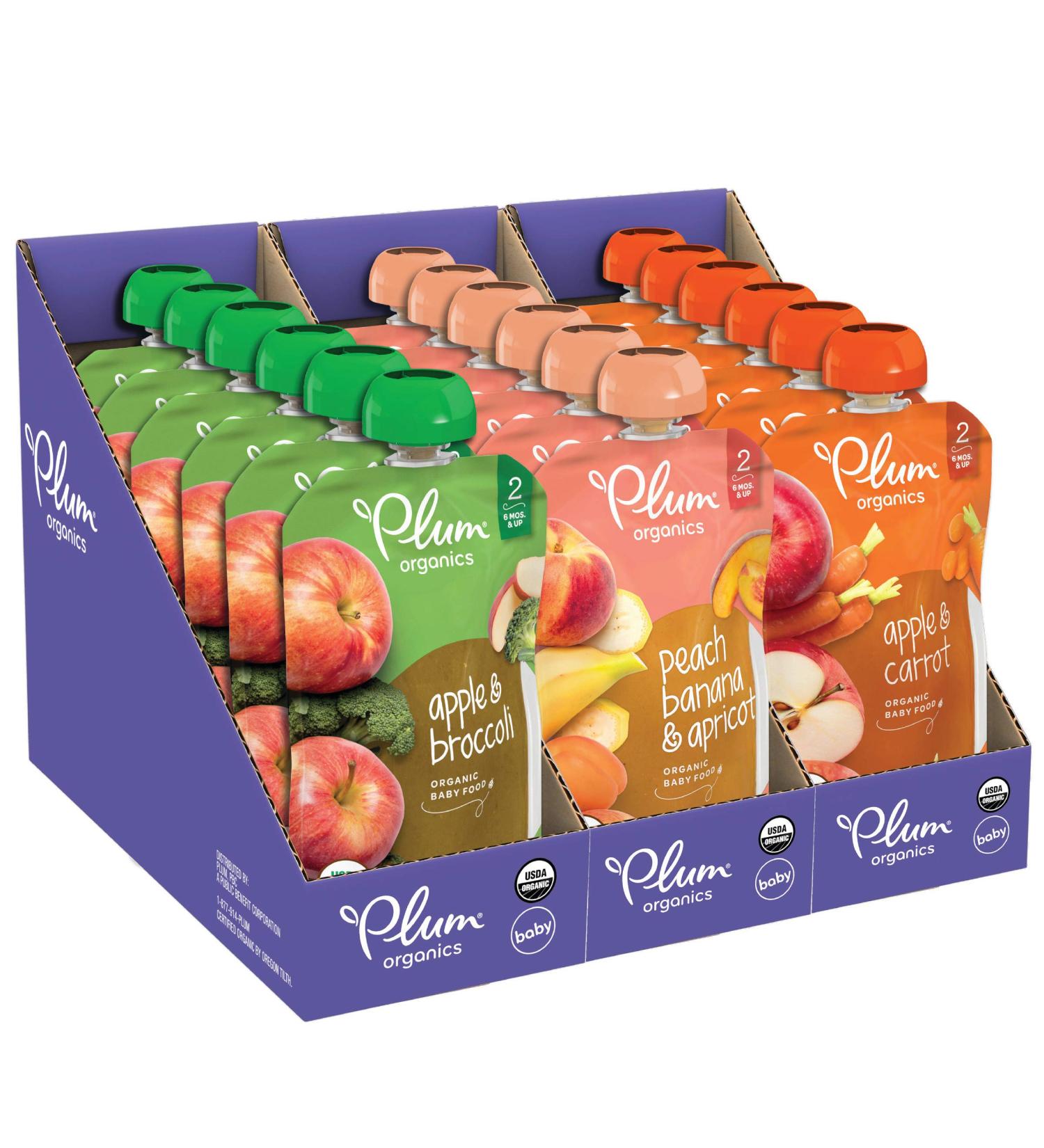 Plum Organics Baby Food Pouch Stage 2 Variety Pack | 18 Pack 4oz | Fresh Organic Fruit and Veggie Squeeze for Babies, Kids, Toddlers - Buy Online on GoSupps.com