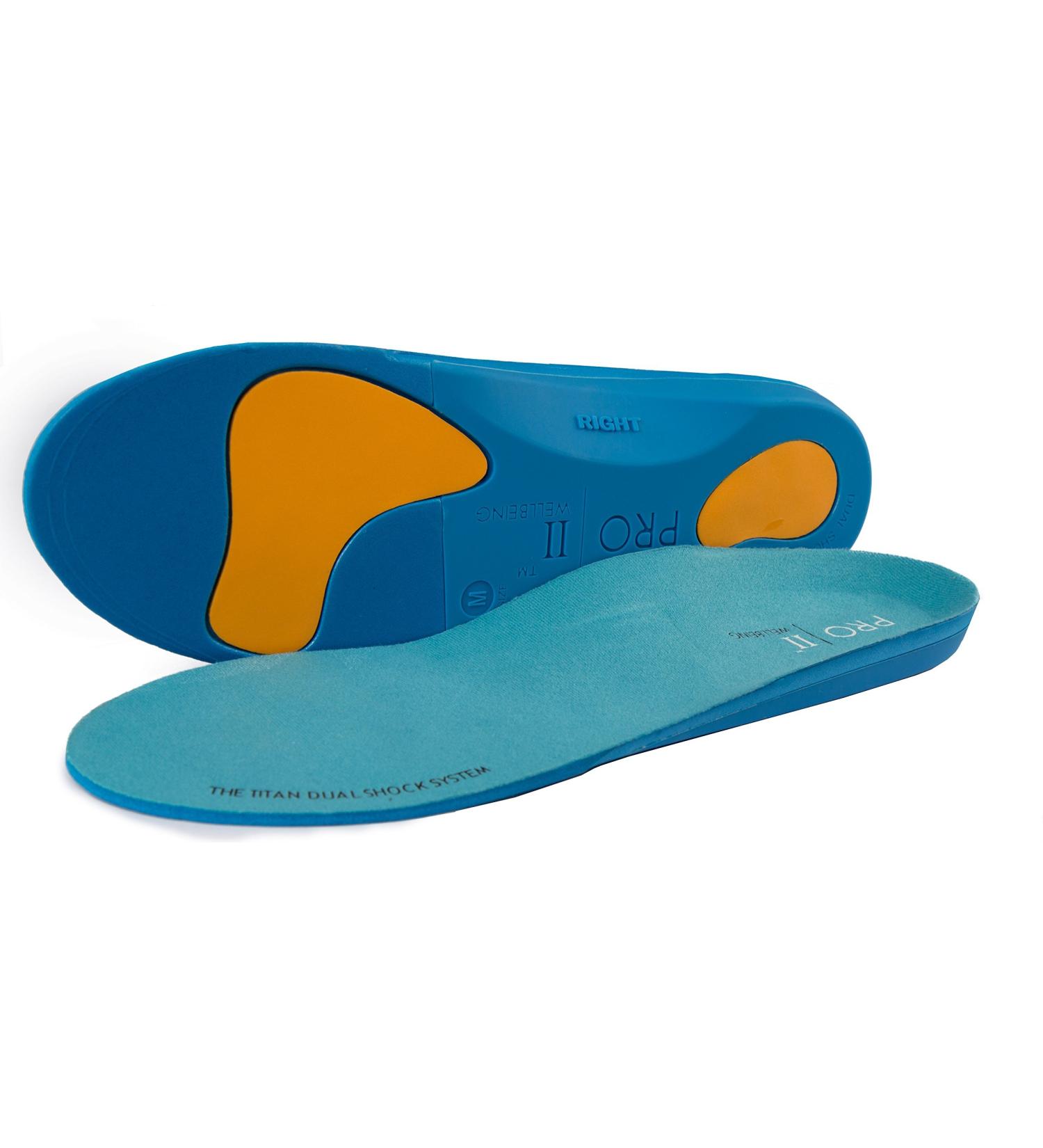 Pro11 Wellbeing Dual Shock Orthotic Sports Insole - Balance Correction & Support for Over Pronation/Plantar Fasciitis (9-10.5) Blue - Buy Online on GoSupps.com