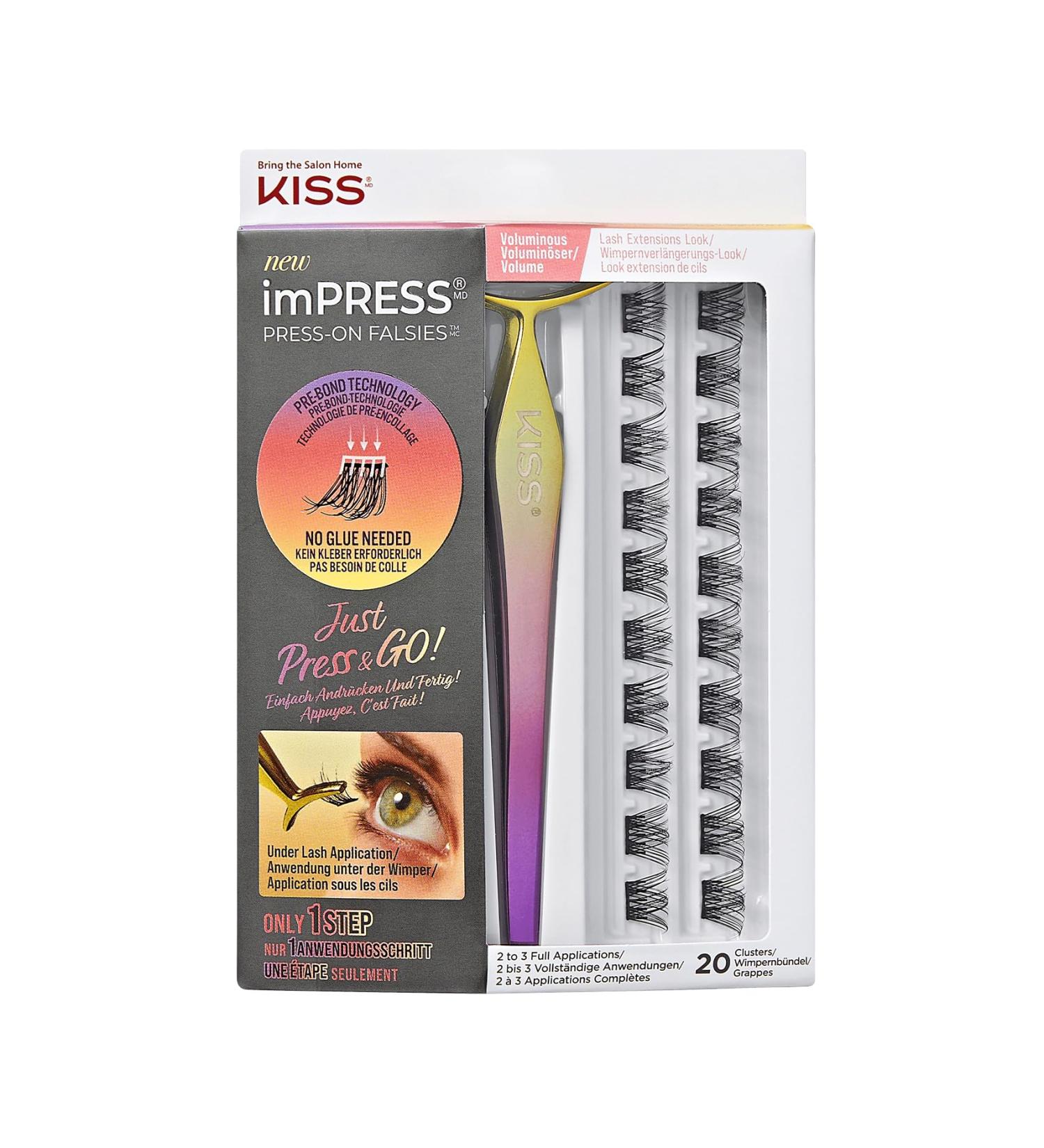 Shop KISS imPRESS Press-On Falsies - Self-Adhesive Eyelashes No Glue 20 Voluminous Lash Clusters & Applicator | Fast International Shipping - Buy Online on GoSupps.com