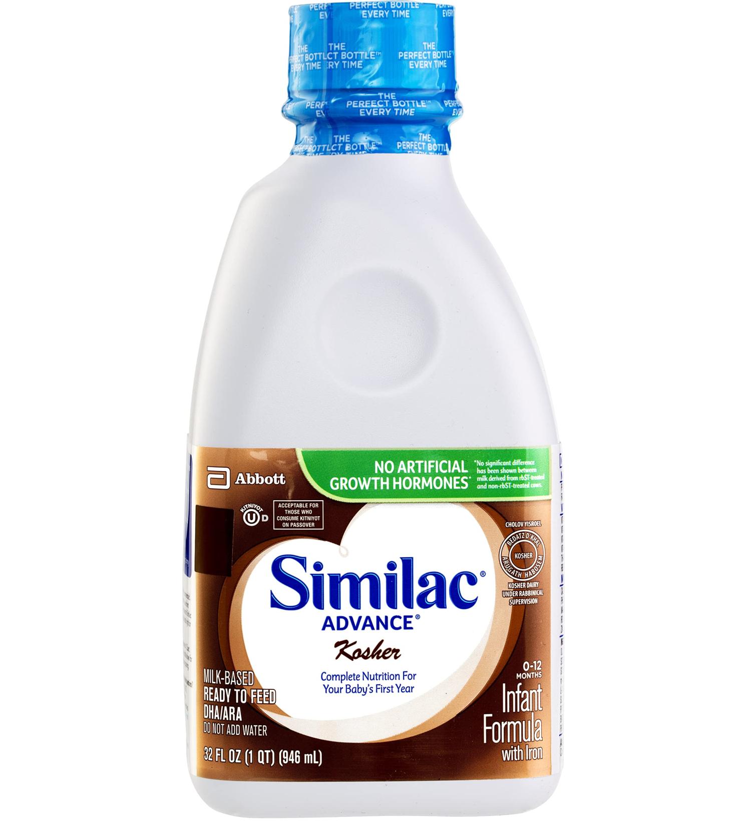 Similac Advance Kosher Infant Formula 32 Fl OZ (2 Pack) | Cholov Yisroel | Milk-Based, Iron-Fortified, Ready to Feed Formula for Babies 0-12 Months - Buy Online on GoSupps.com