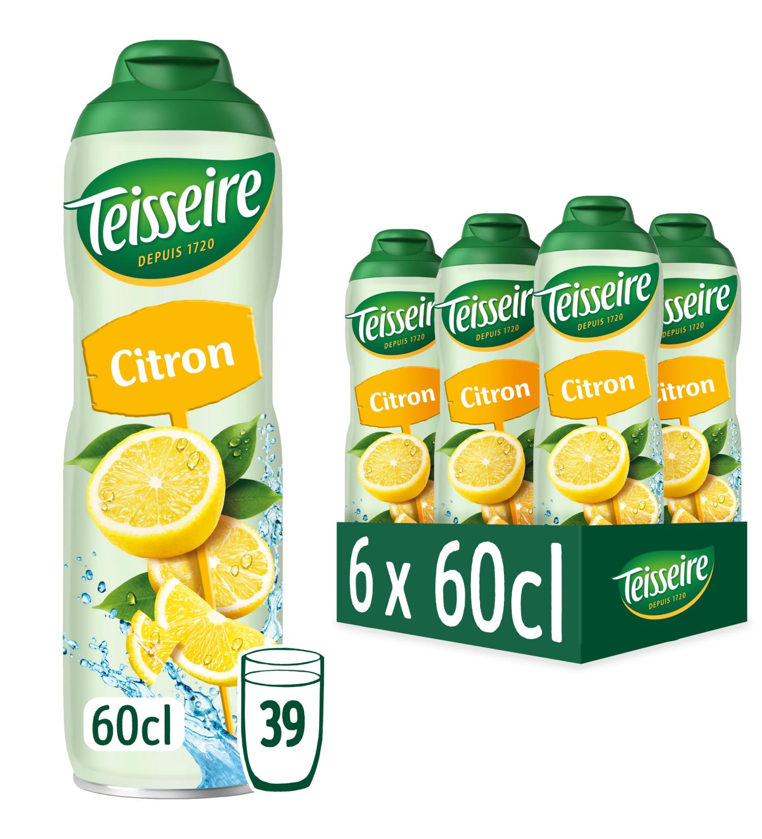 Teisseire Lemon Syrup for Refreshing Drink Cocktails Recyclable Bottle 6x60cl - Buy Online on GoSupps.com