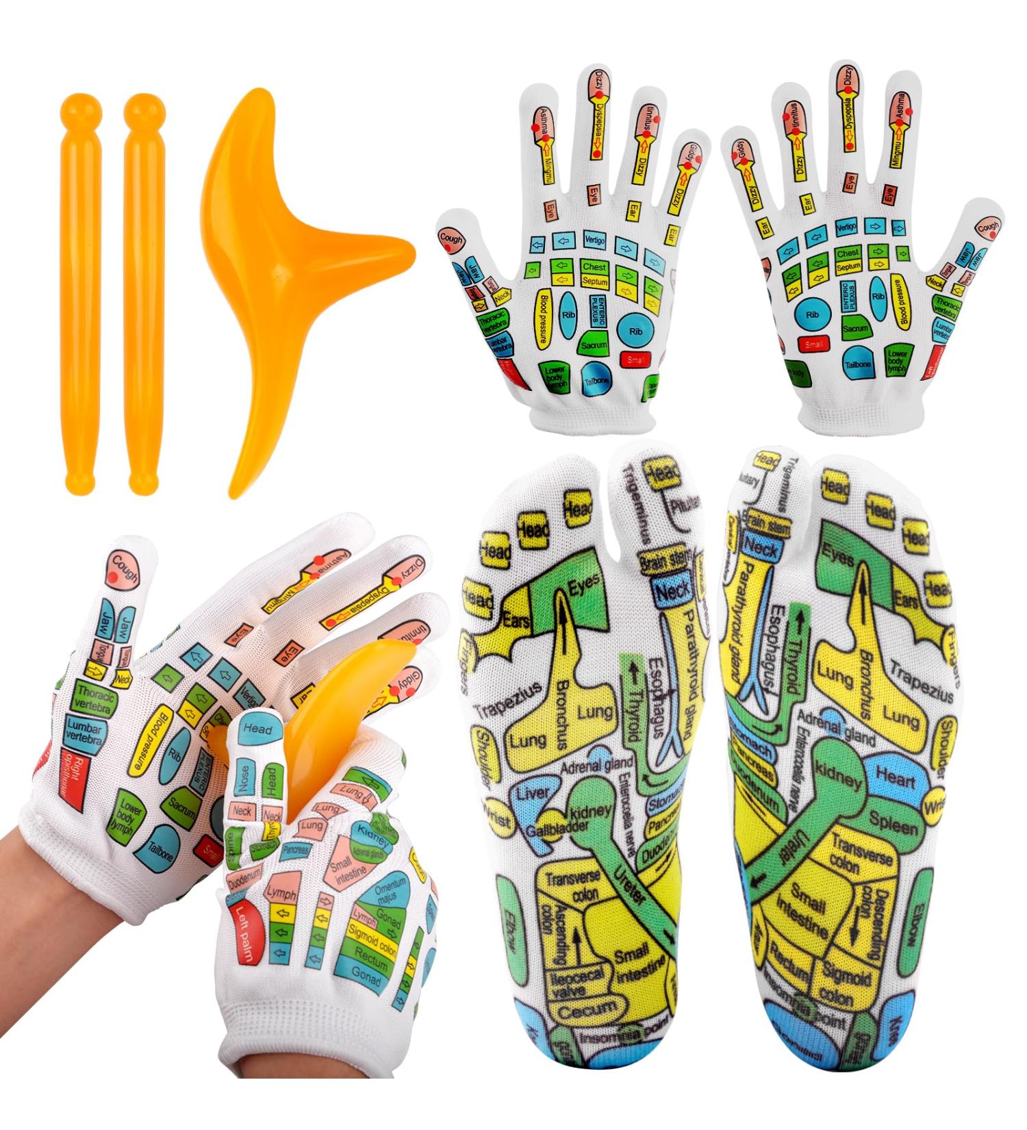 2 Pairs Reflexology Socks with Acupressure Pen - Foot Massage & Pressure Point Relief - Buy Online on GoSupps.com