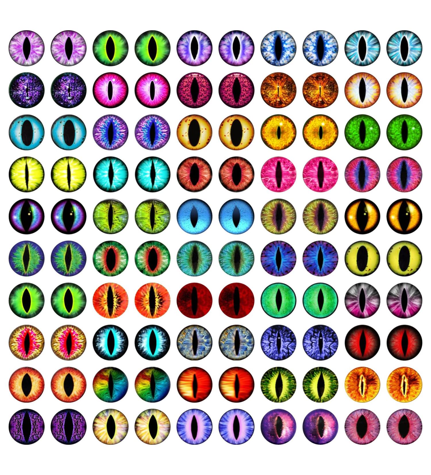 100PCS Assorted Dragon Eyes Glass Cabochon - 10mm Oval for DIY Jewelry and Sculpture Making - Buy Online on GoSupps.com