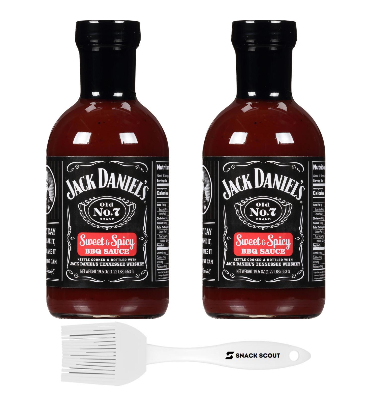 Jack Daniel's Sweet & Spicy BBQ Sauce 19.5 oz Bottle (Pack of 2) Bundled With a Snack Scout Basting Brush. Imported from the USA - Buy Online on GoSupps.com