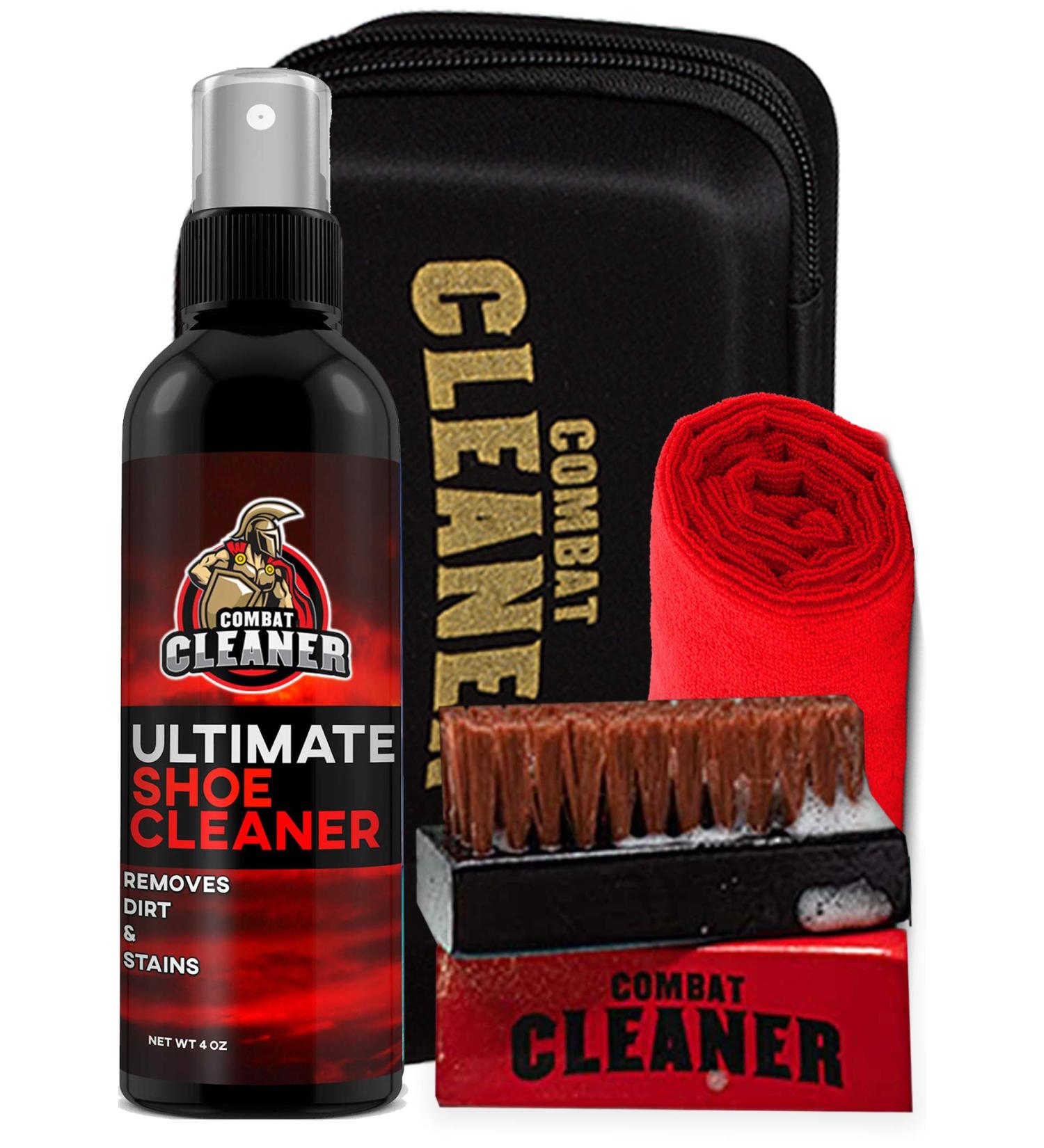Shoe Cleaner Kit | Shoe Cleaner + Premium Hard Brush + Premium Soft Brush + Hard Travel Case | Used for Sneakers Tennis Shoes Leather Suede