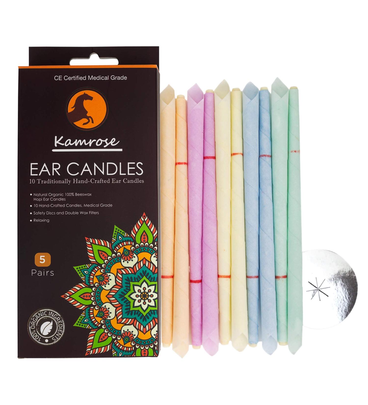 10x Ear Candles for Blocked Ears Hopi Wax Remover + 5 Protective Discs - Aromatherapy 5 Scents - CE Medical Grade - Double Disc Wax Filter - Mixed Variety - Buy Online on GoSupps.com