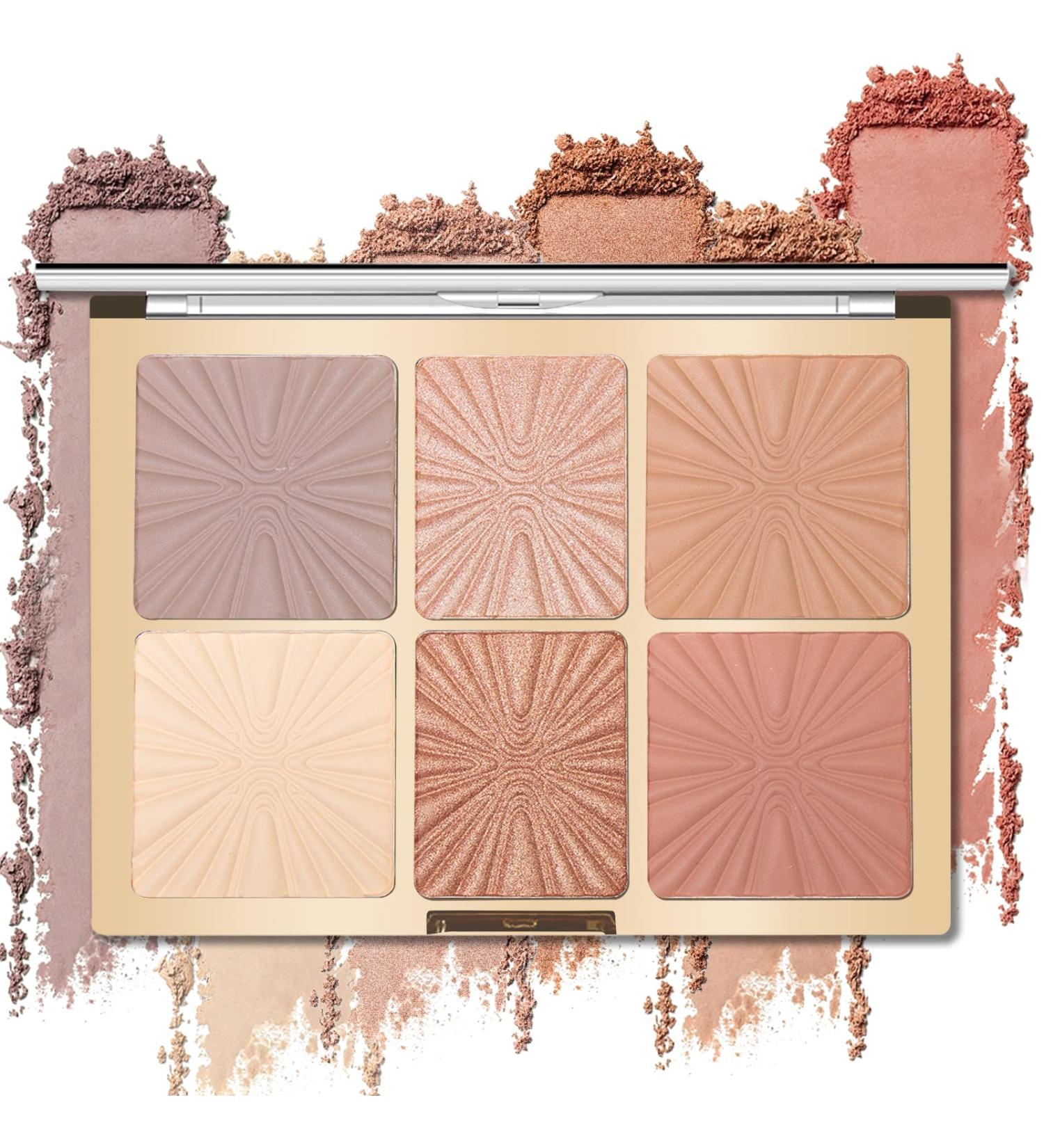 NewBang 6-Color Blush Highlighter Makeup Palette - Matte, Shimmer & Metallic Finish for Contouring, Blushing & Highlighting - Long Lasting & Waterproof Formula for a Natural Sparkle - Women's Face Blusher - Buy Online on GoSupps.com