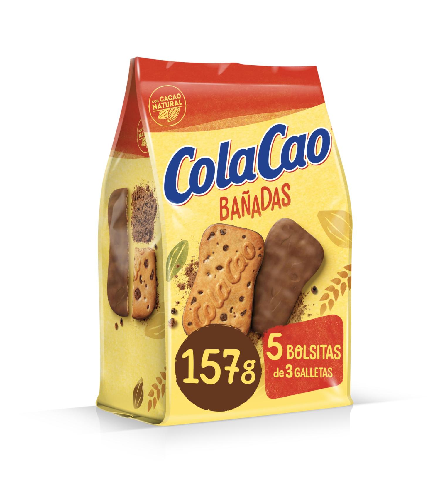  Cola Cao ColaCao Biscuit natural cocoa bath with chocolate chips - 5 packs of 3 units - 157 g - Buy Online on GoSupps.com