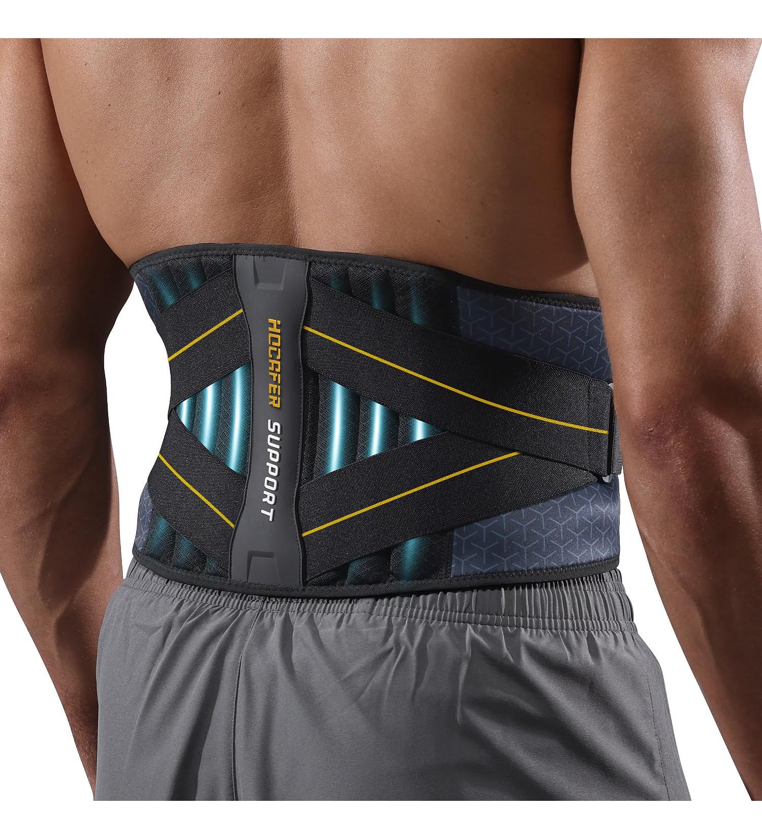 Back Brace for Lower Back Pain Relief | 7 Stays Bionic Waist Pad | Men & Women | Lumbar Support for Sciatica Herniation Weight Lifting (M) Black - Buy Online on GoSupps.com