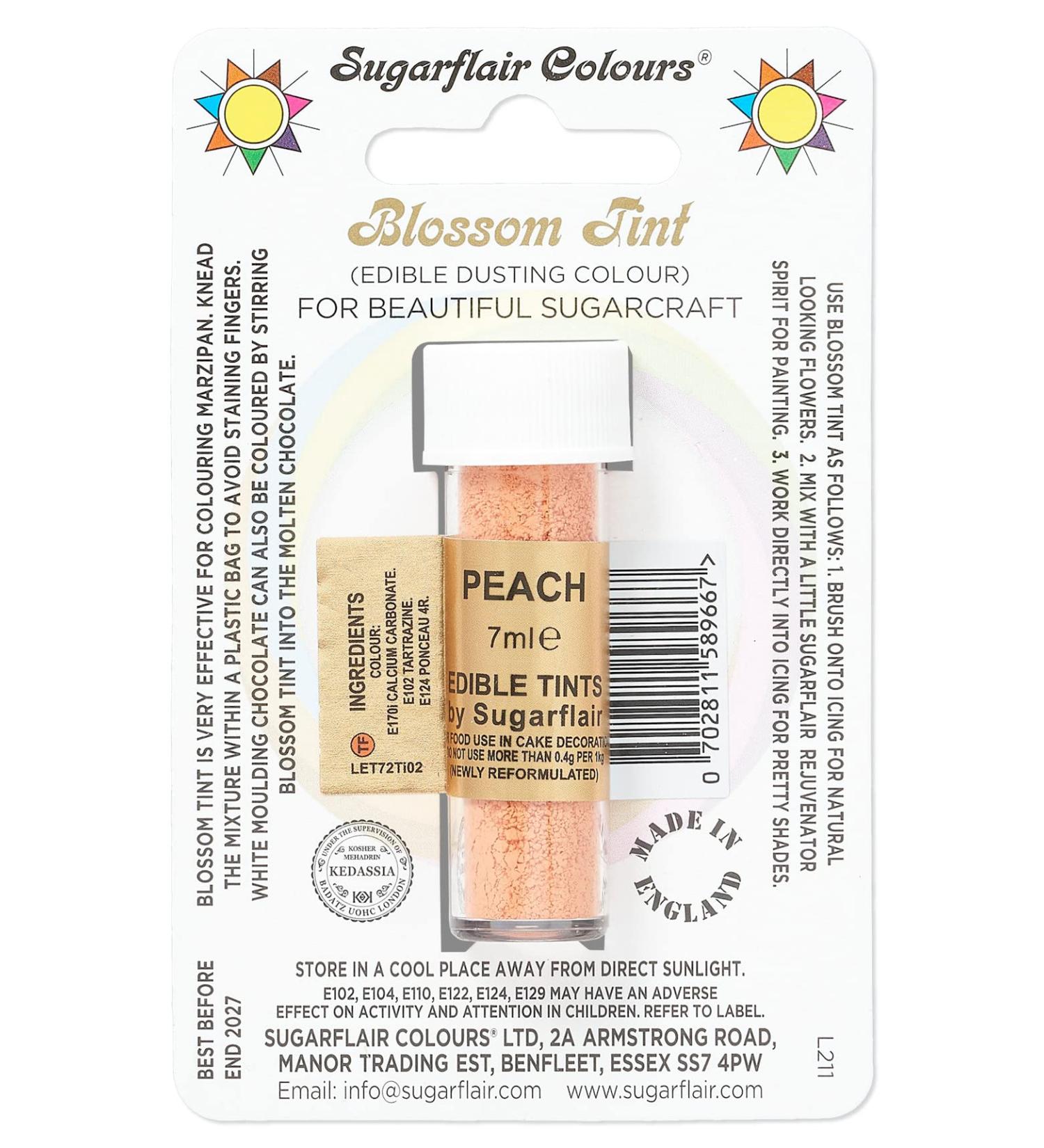 Sugarflair Peach Blossom Tint Food Colouring and Dusting Powder Matt Finish Brush On or Mix with Rejuvenator Spirit to Create a One of A Kind Cake - 7ml