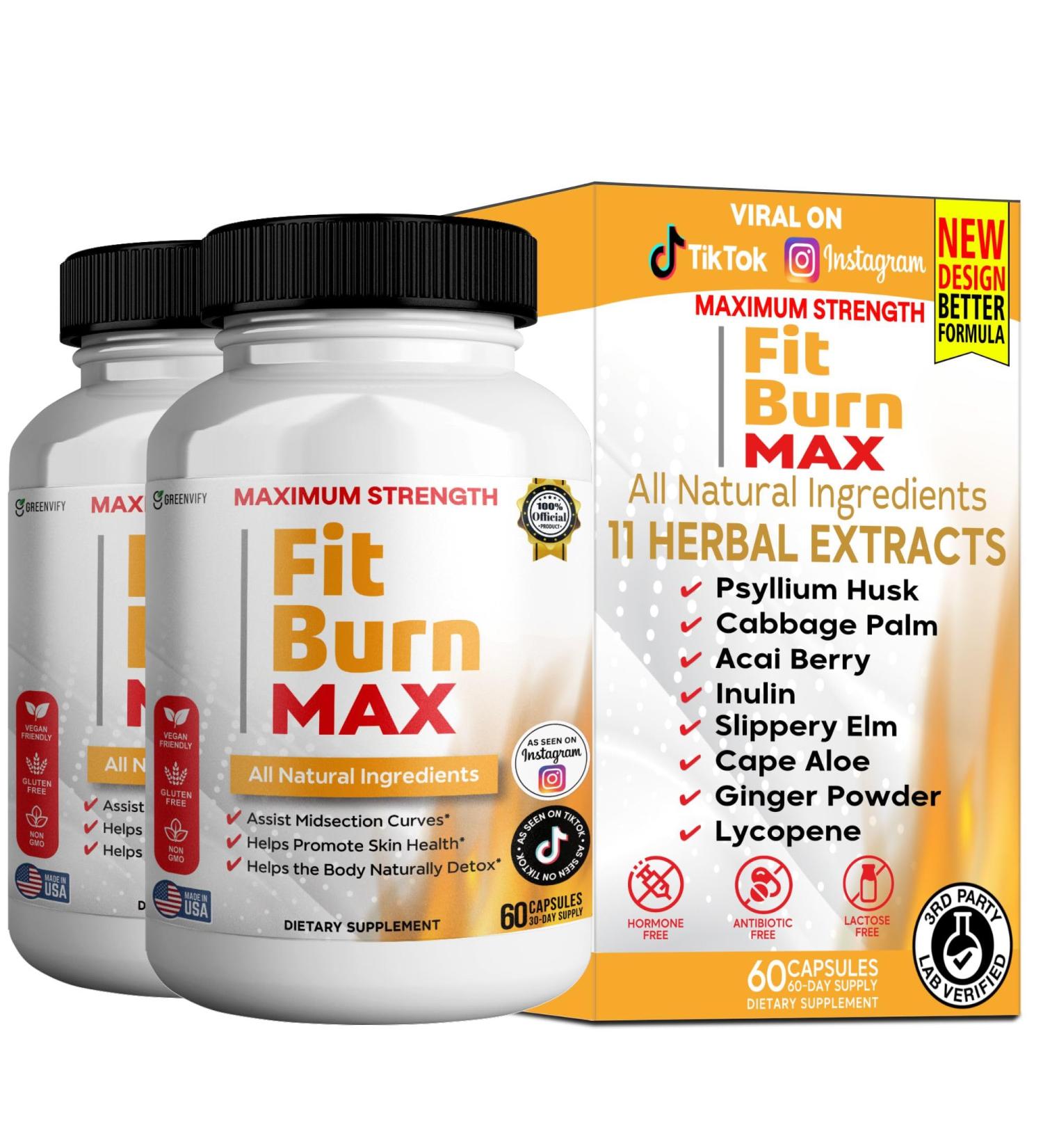 GREENVIFY Fit Burn Max Natural Supplement 60 Capsules Vegan Gluten Free Non-GMO (2) - Buy Online on GoSupps.com