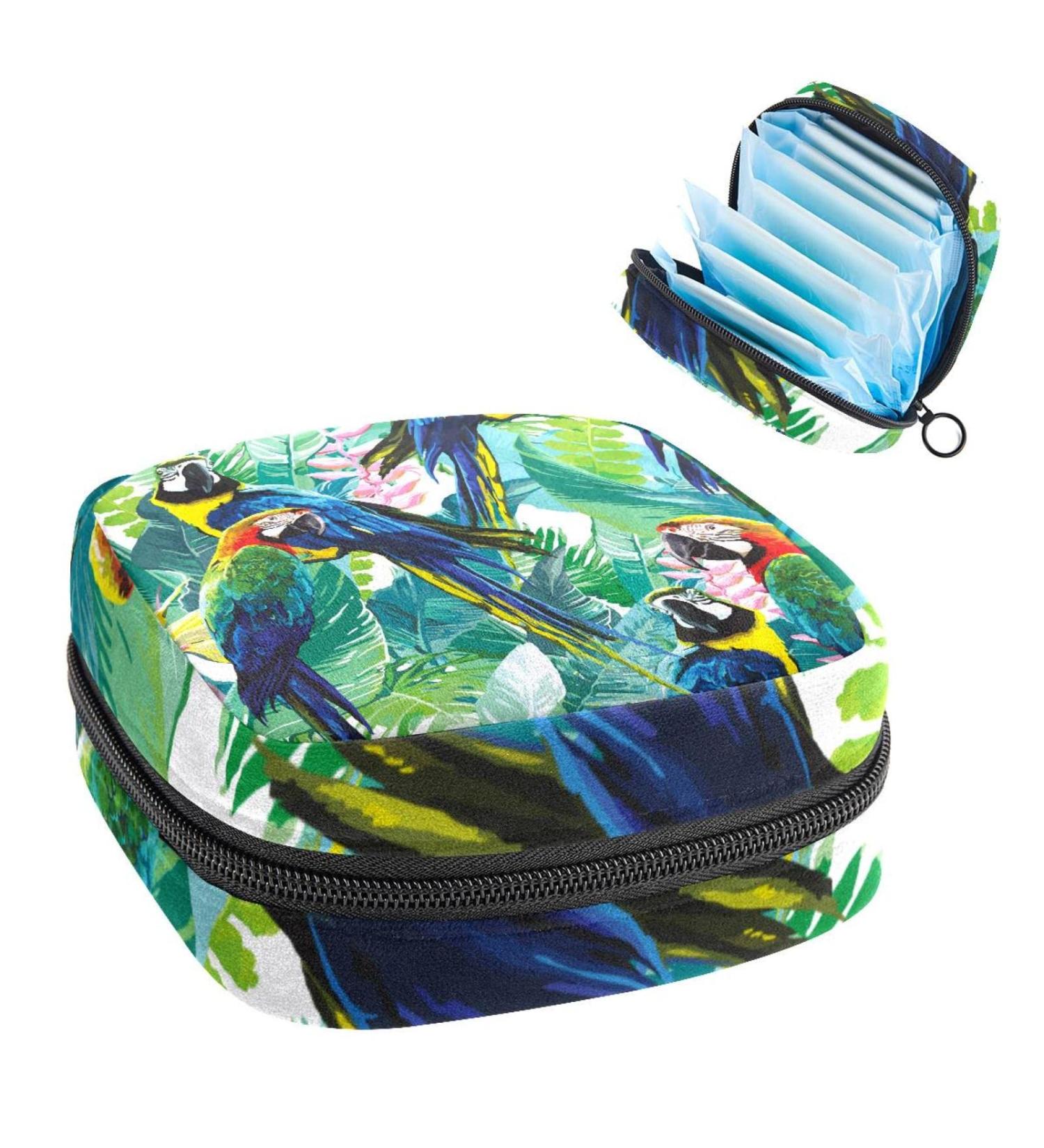 Respite Parrots Sanitary Napkin Storage Bag - Portable Period Pouch for Women & Teen Girls | Multi-Colored Design - 1Pcs - Buy Online on GoSupps.com